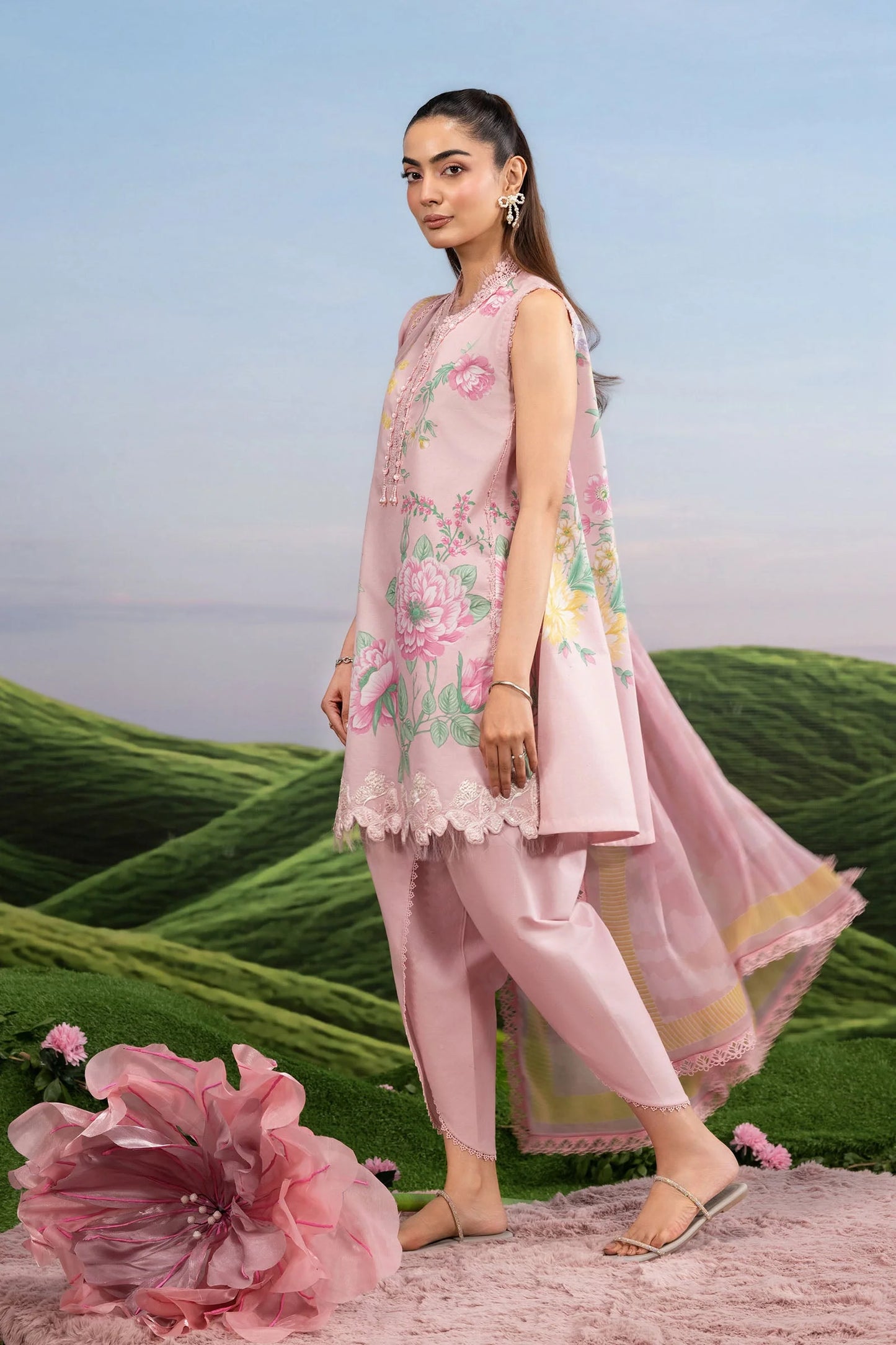 MB-CUSV14-04A | 3 Pc Unstitched Embroidered Lawn Suit | MARIA.B