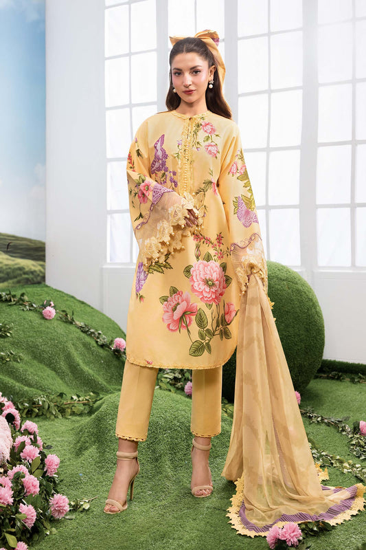 MB-CUSV14-04B | 3 Pc Unstitched Embroidered Lawn Suit | MARIA.B