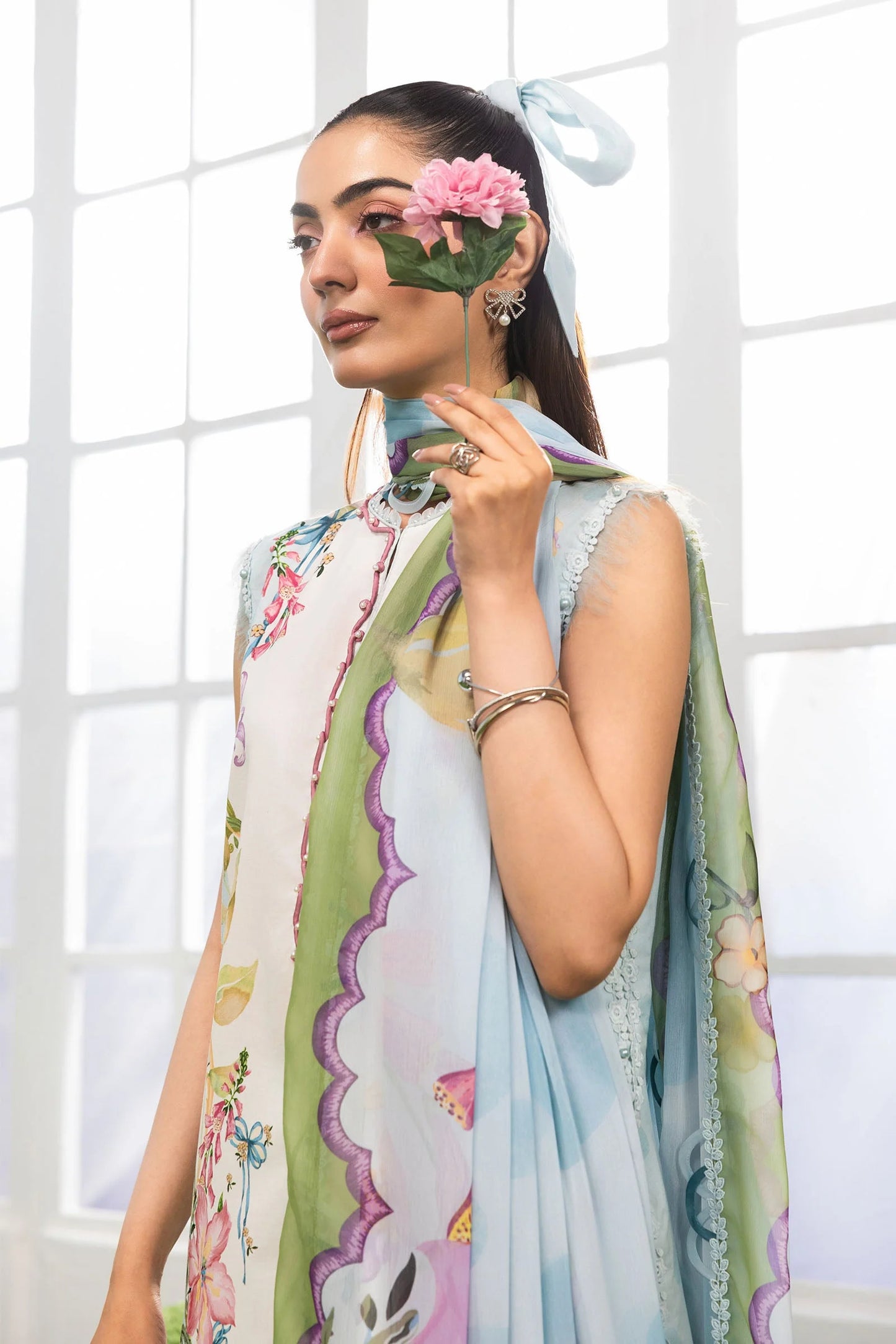 MB-CUSV14-05A | 3 Pc Unstitched Embroidered Lawn Suit | MARIA.B