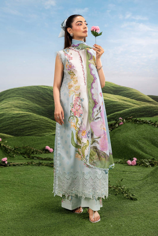 MB-CUSV14-05A | 3 Pc Unstitched Embroidered Lawn Suit | MARIA.B