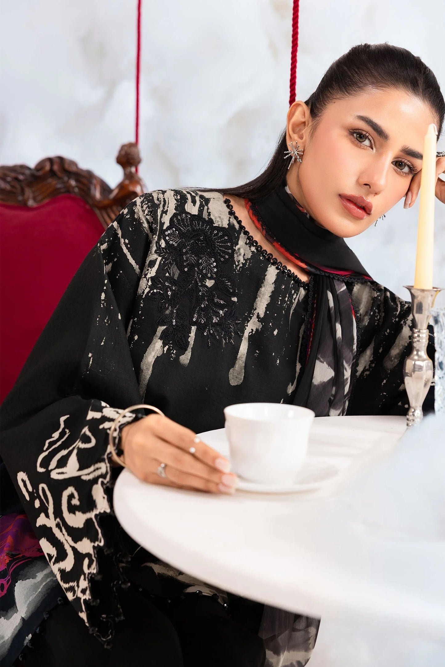 MB-CUSV14-06A | 3 Pc Unstitched Embroidered Lawn Suit | MARIA.B