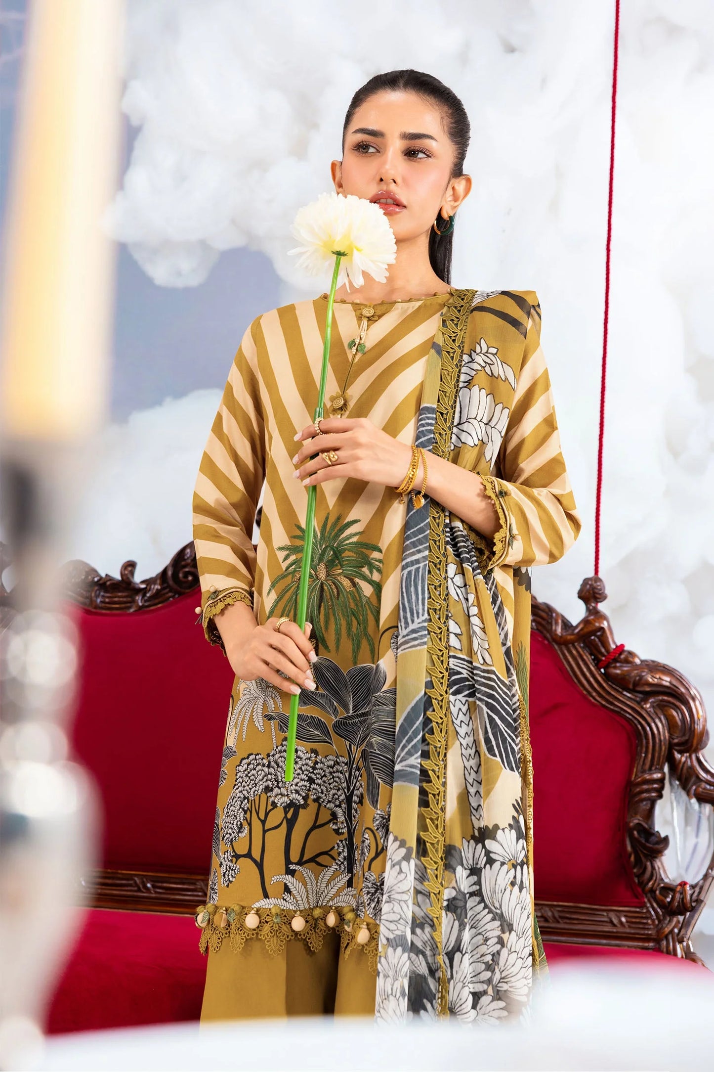 MB-CUSV14-08A | 3 Pc Unstitched Embroidered Lawn Suit | MARIA.B