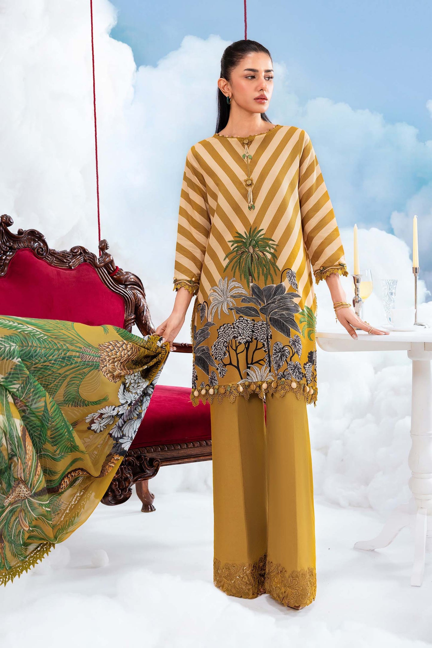 MB-CUSV14-08A | 3 Pc Unstitched Embroidered Lawn Suit | MARIA.B
