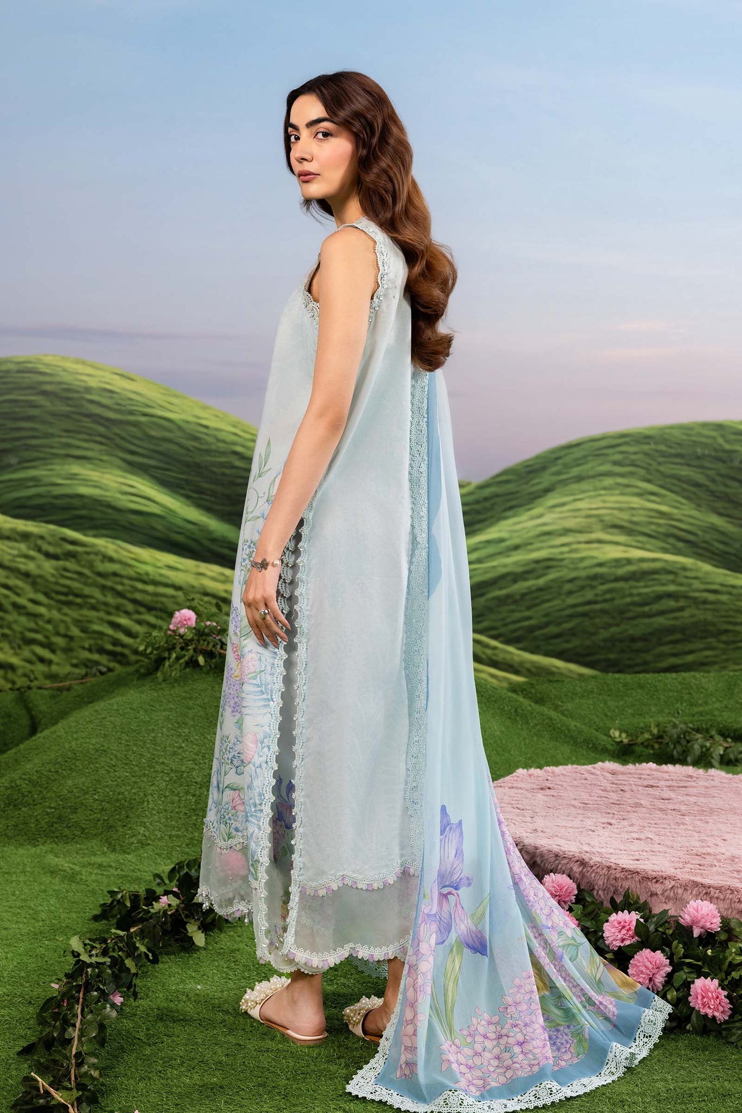 MB-CUSV14-10A | 3 Pc Unstitched Embroidered Lawn Suit | MARIA.B