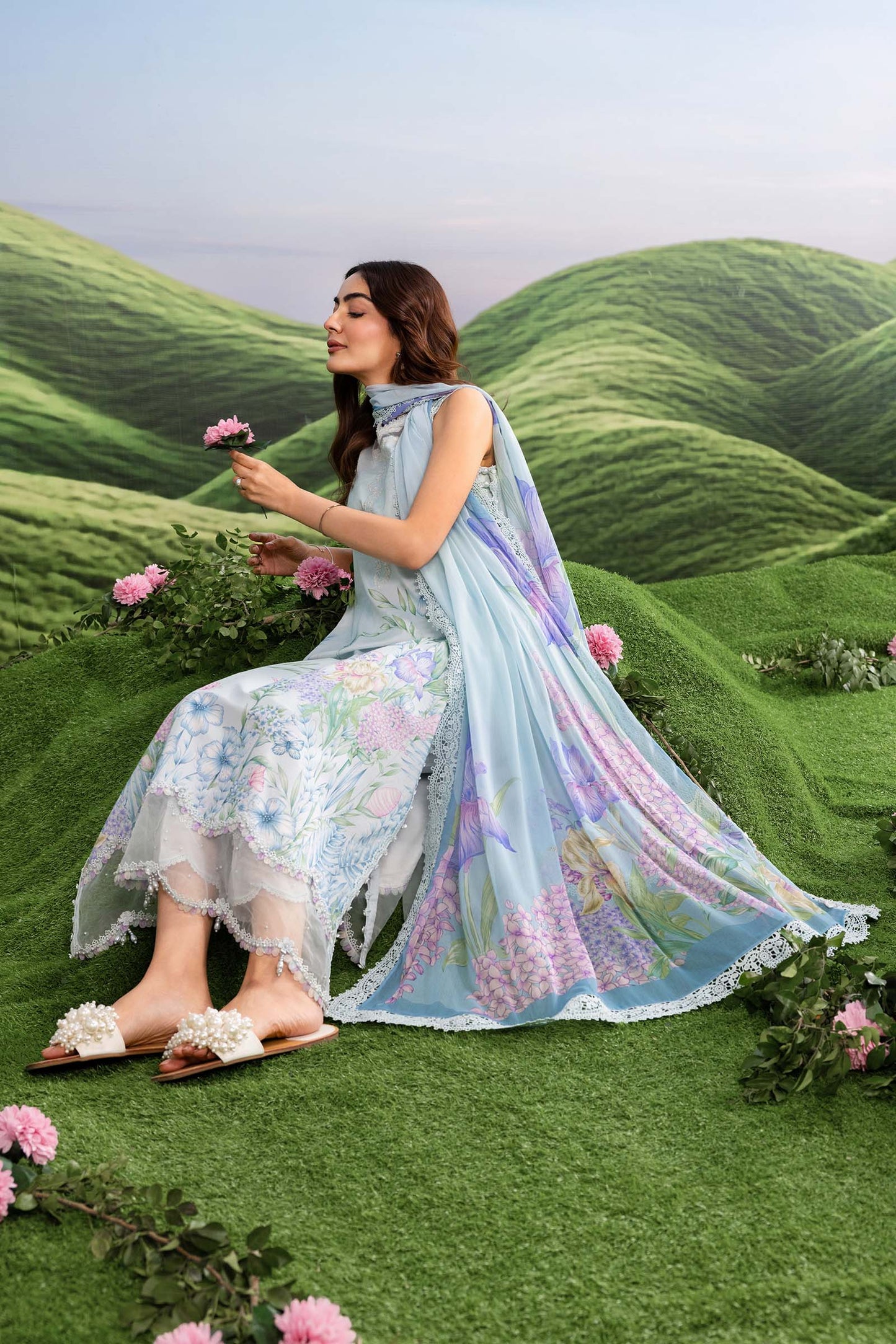 MB-CUSV14-10A | 3 Pc Unstitched Embroidered Lawn Suit | MARIA.B