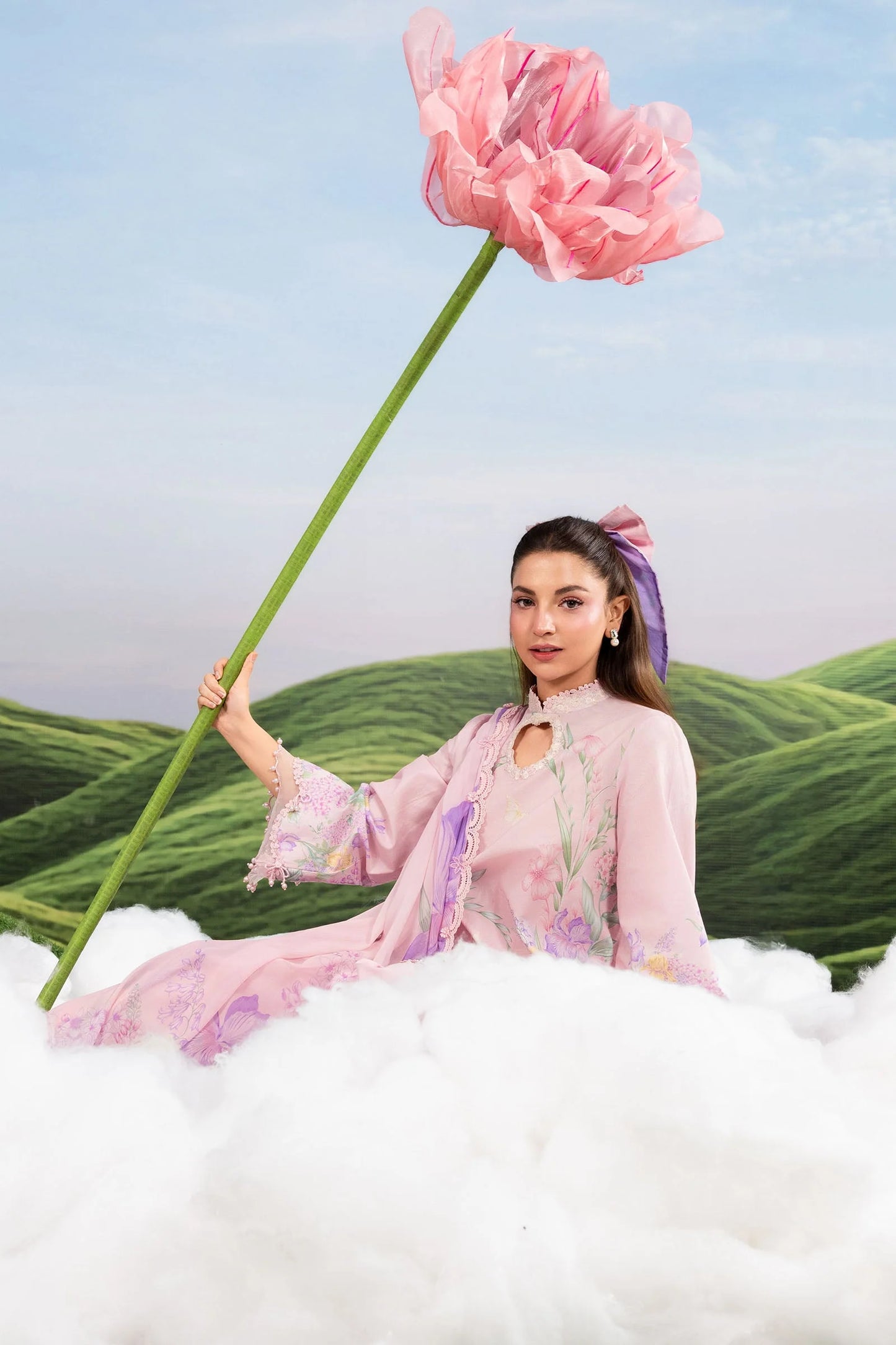 MB-CUSV14-10B | 3 Pc Unstitched Embroidered Lawn Suit | MARIA.B
