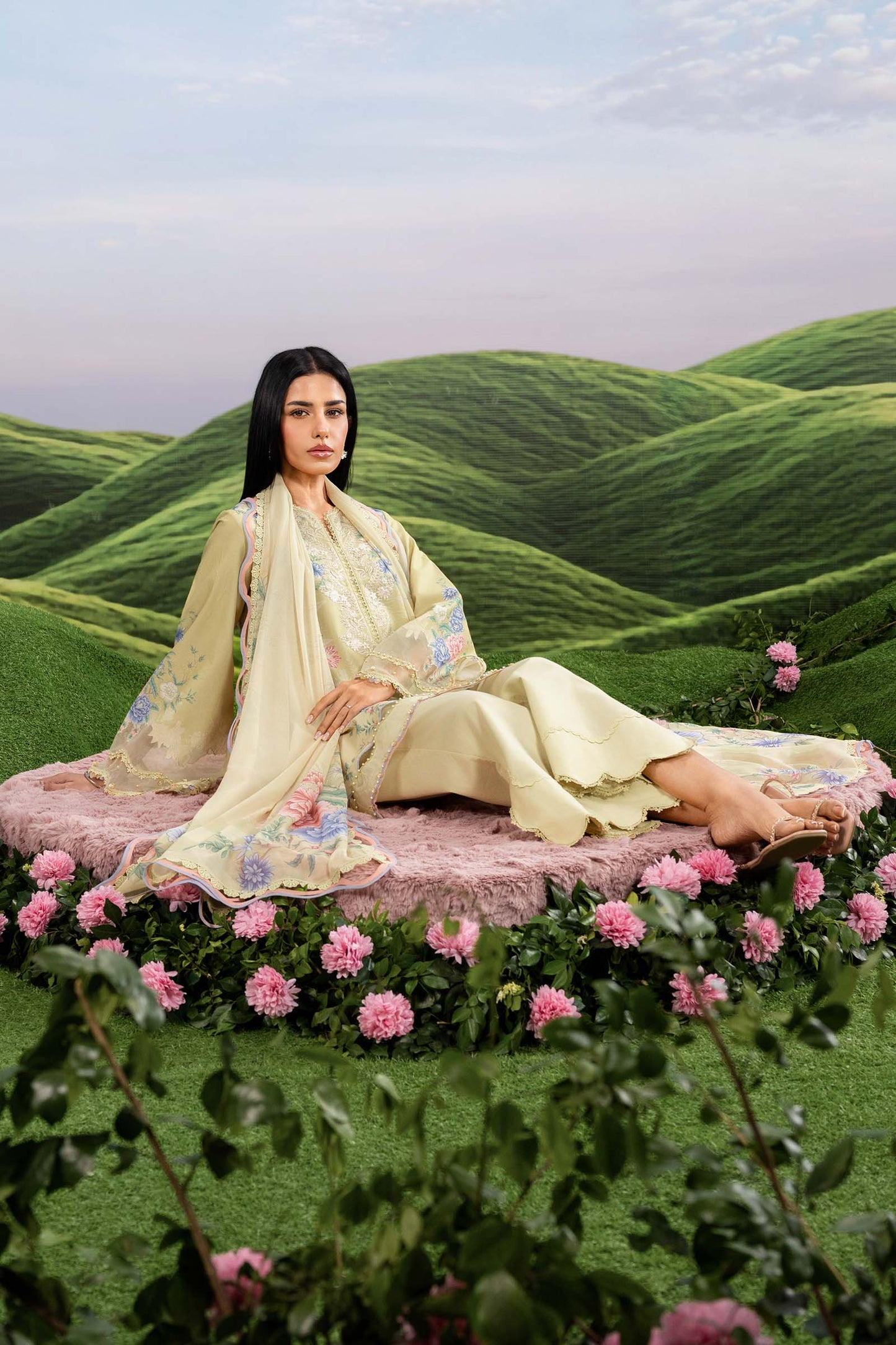 MB-CUSV14-11A | 3 Pc Unstitched Embroidered Lawn Suit | MARIA.B