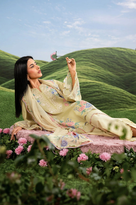 MB-CUSV14-11A | 3 Pc Unstitched Embroidered Lawn Suit | MARIA.B