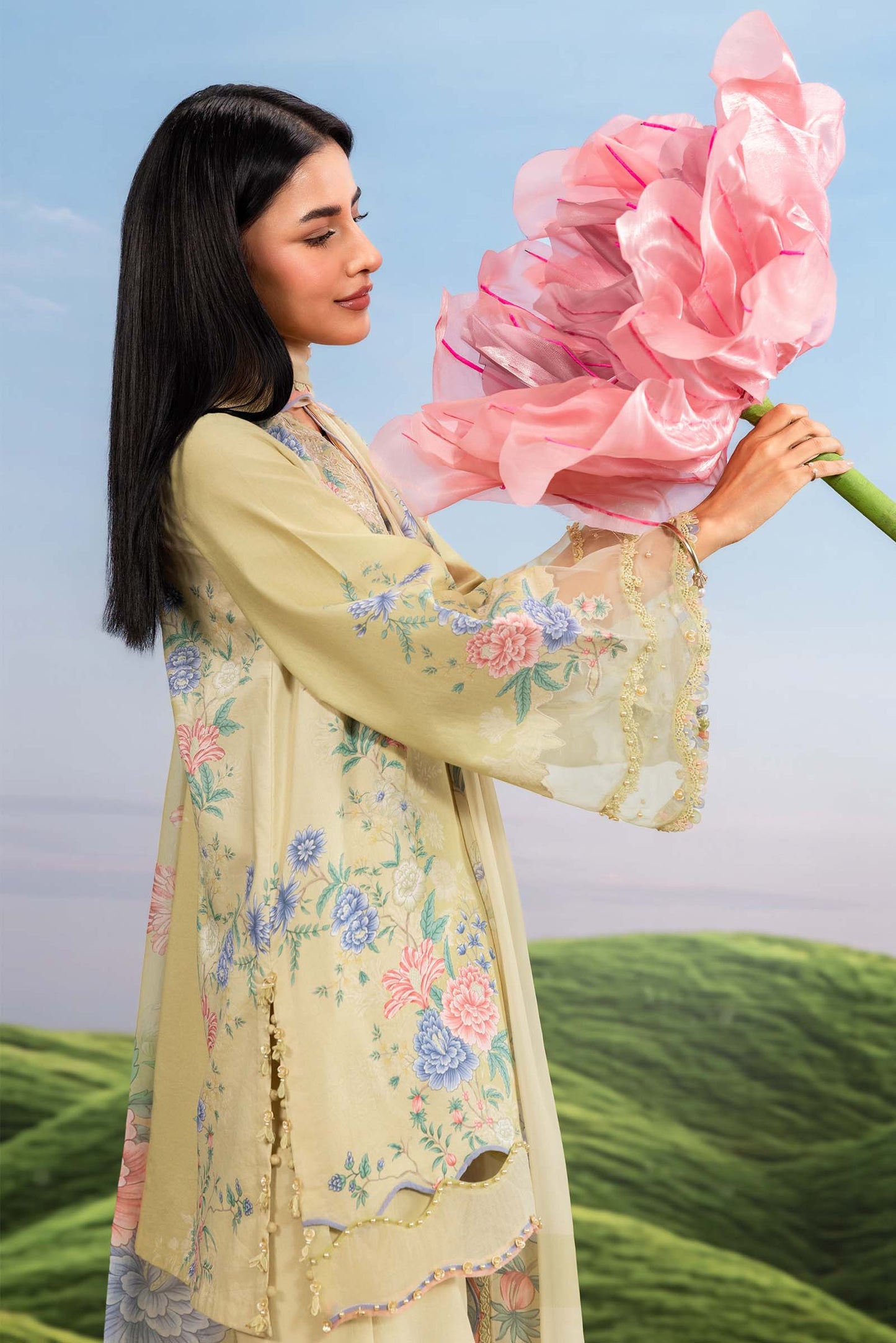 MB-CUSV14-11A | 3 Pc Unstitched Embroidered Lawn Suit | MARIA.B