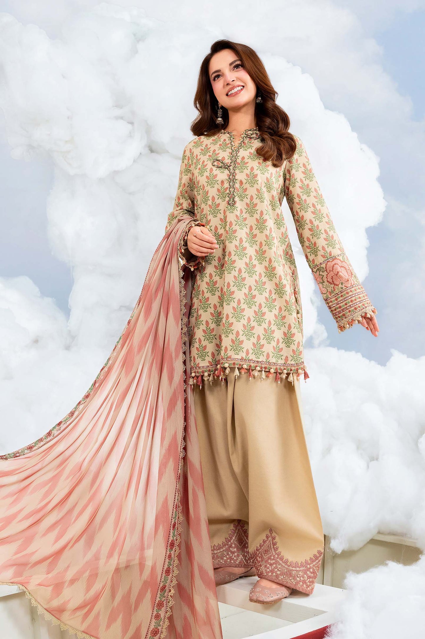 MB-CUSV14-12A | 3 Pc Unstitched Embroidered Lawn Suit | MARIA.B