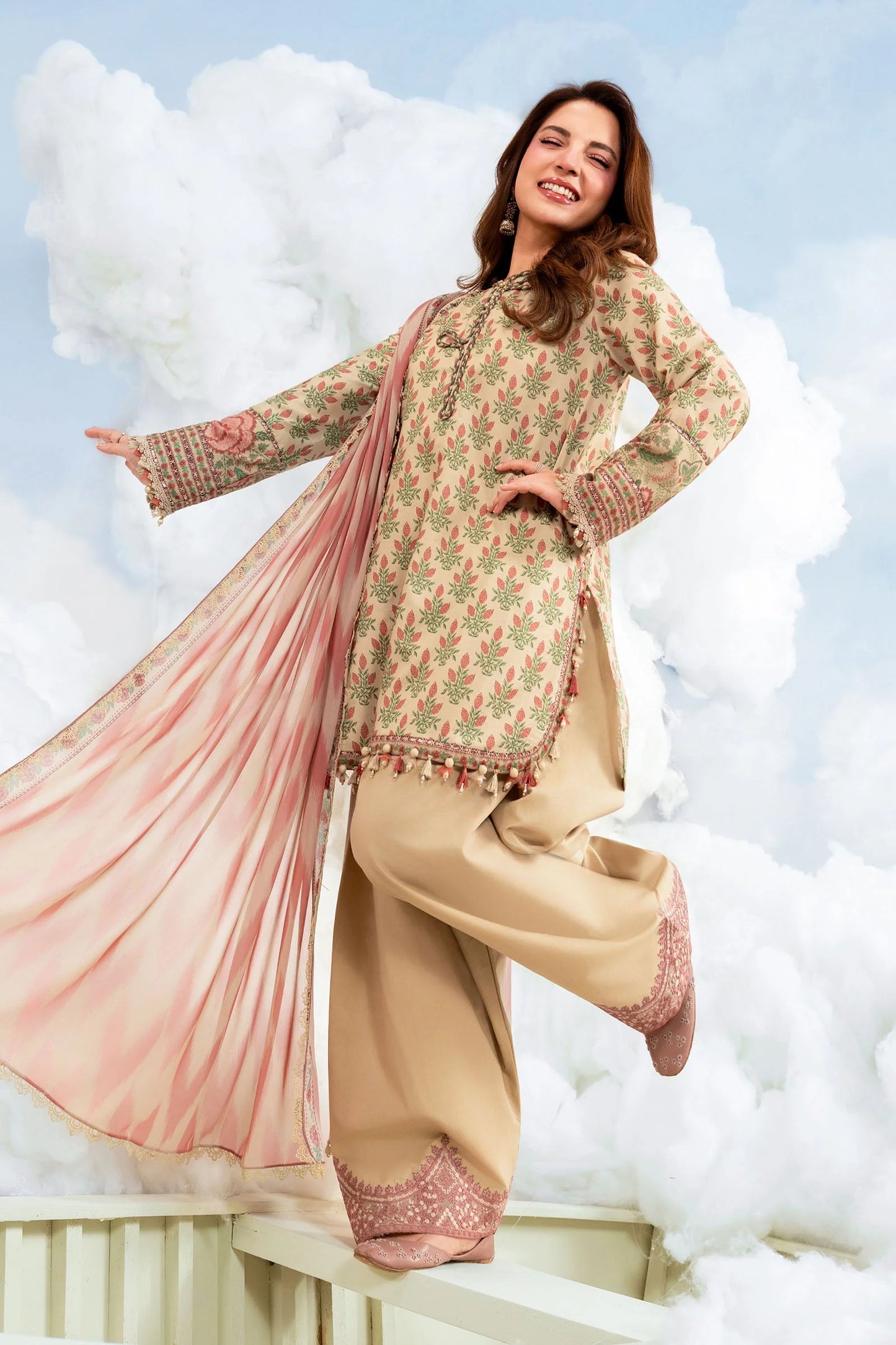 MB-CUSV14-12A | 3 Pc Unstitched Embroidered Lawn Suit | MARIA.B