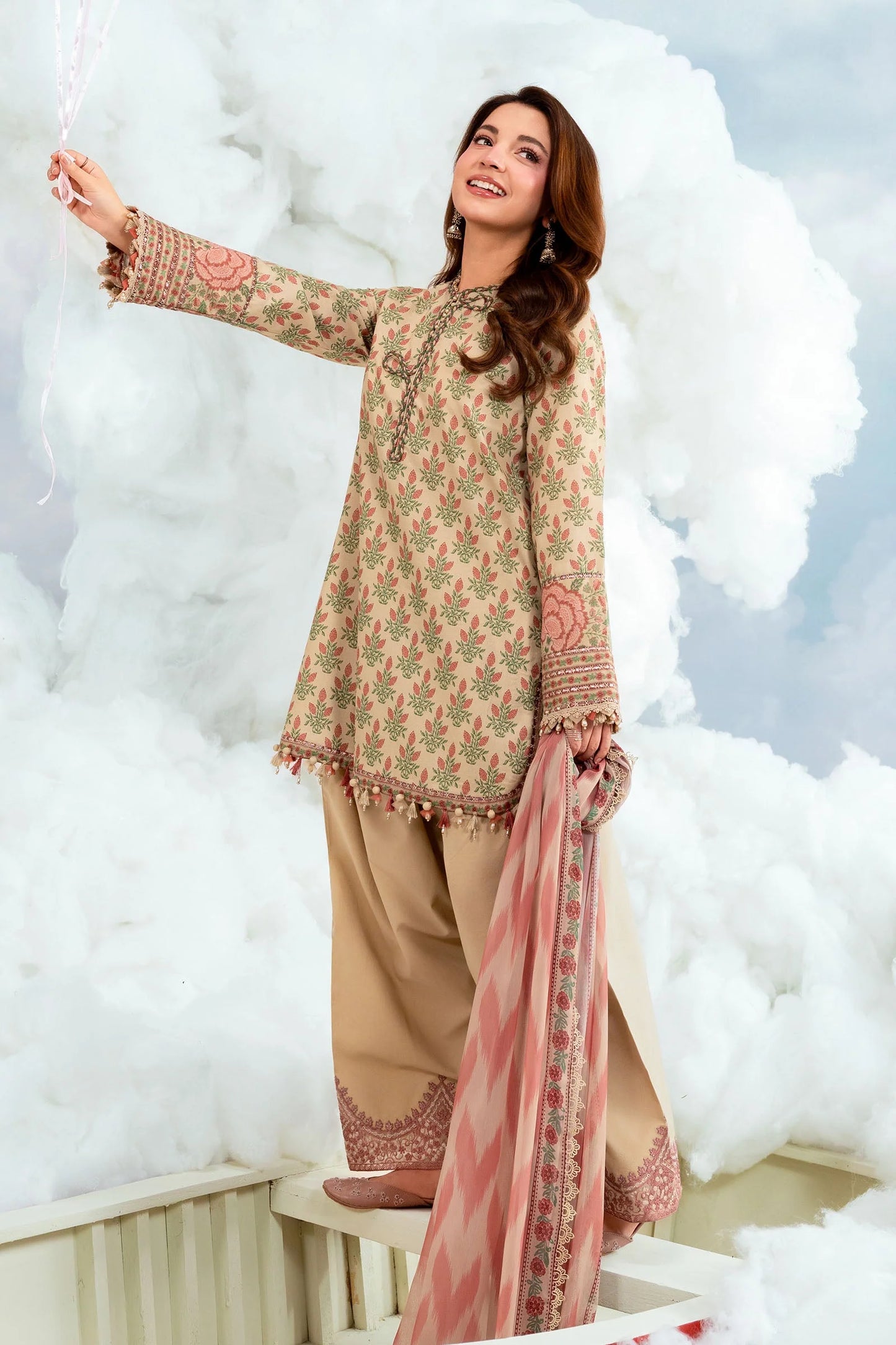 MB-CUSV14-12A | 3 Pc Unstitched Embroidered Lawn Suit | MARIA.B