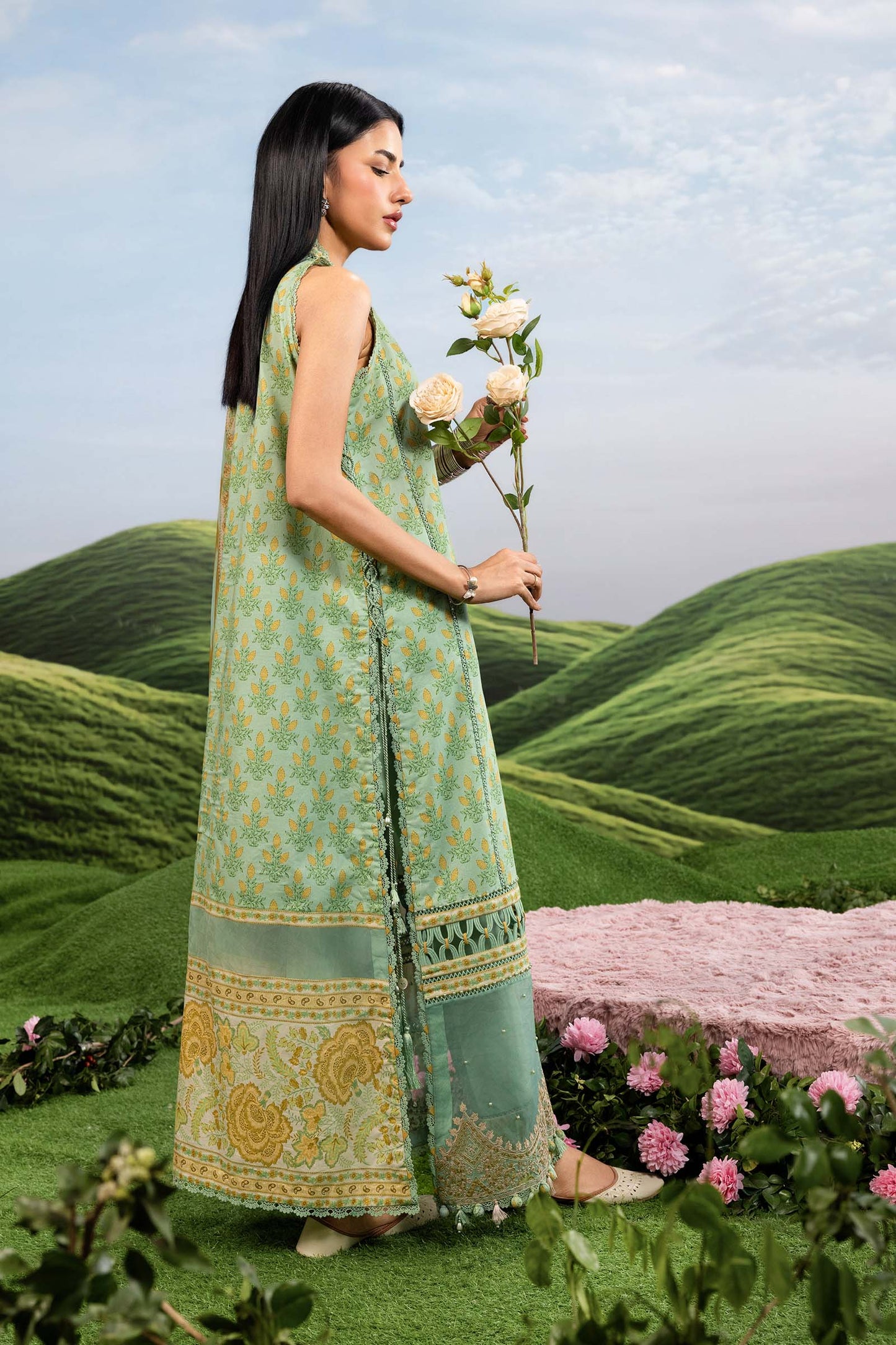 MB-CUSV14-12B | 3 Pc Unstitched Embroidered Lawn Suit | MARIA.B
