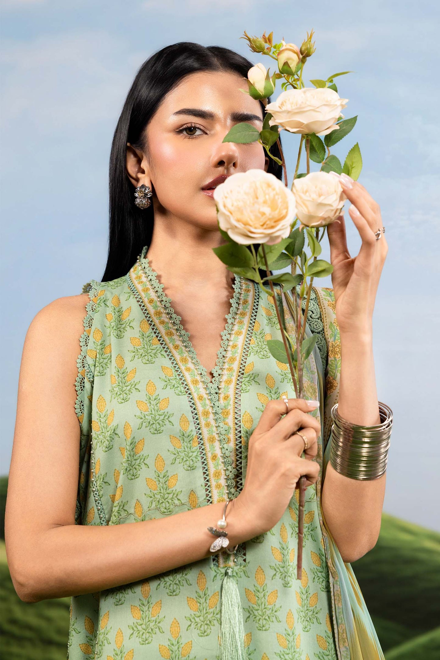 MB-CUSV14-12B | 3 Pc Unstitched Embroidered Lawn Suit | MARIA.B