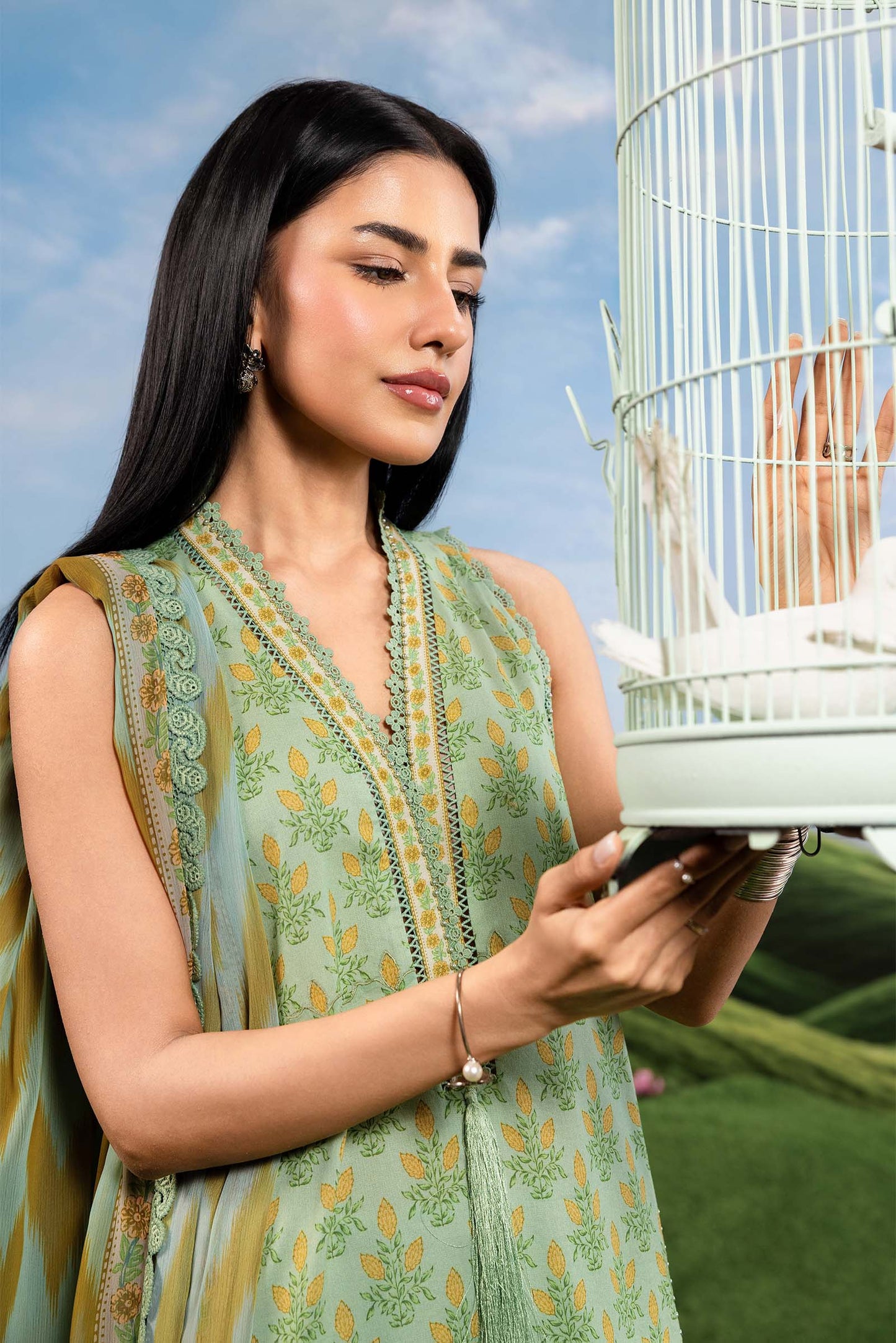 MB-CUSV14-12B | 3 Pc Unstitched Embroidered Lawn Suit | MARIA.B