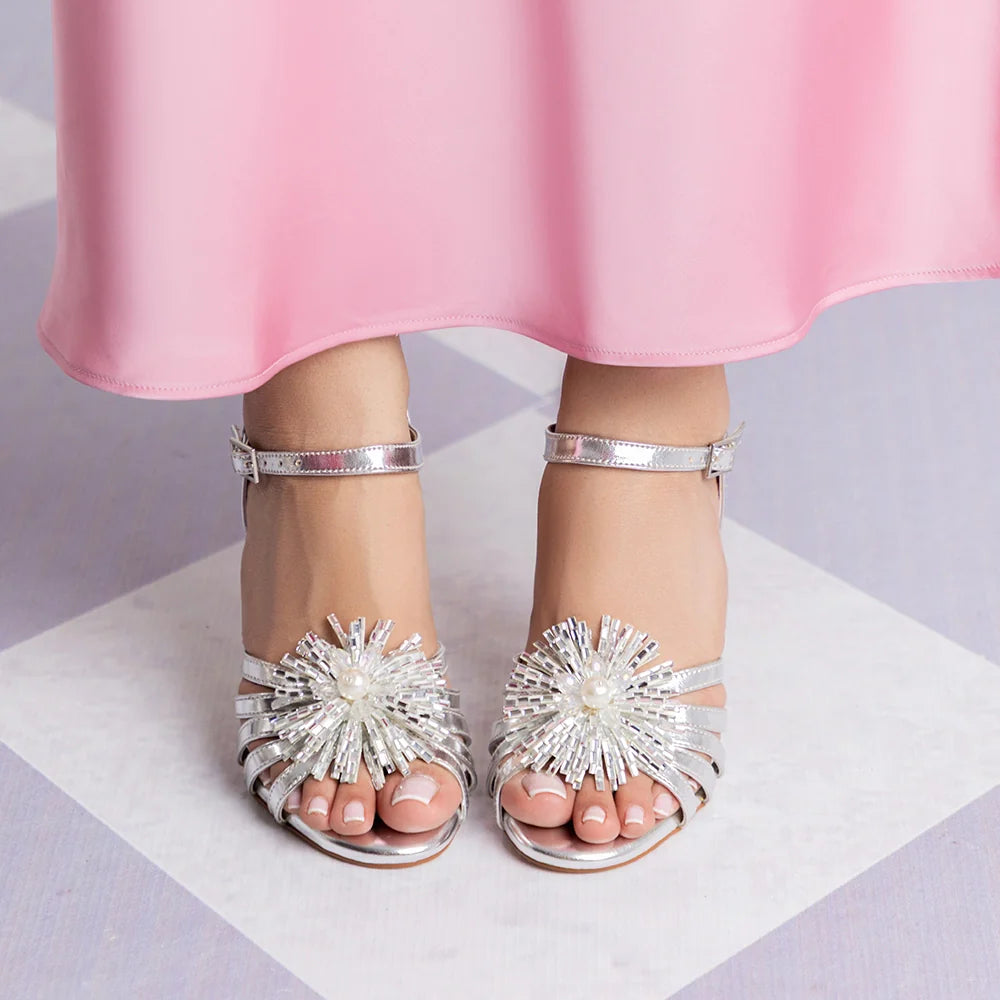 Pom Pom - Silver Heels | L'AMOUR | FOOTWEAR