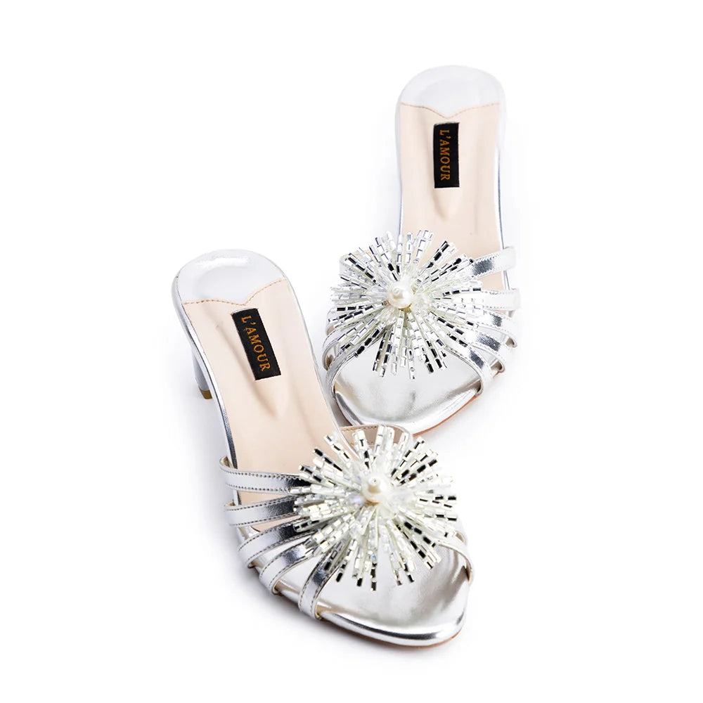 Pom Pom - Silver | L'AMOUR | FOOTWEAR