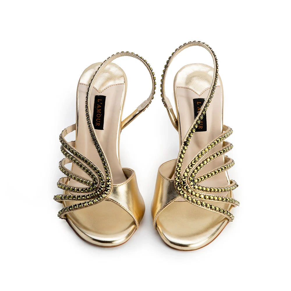 Alia - Gold Heels | L'AMOUR | FOOTWEAR