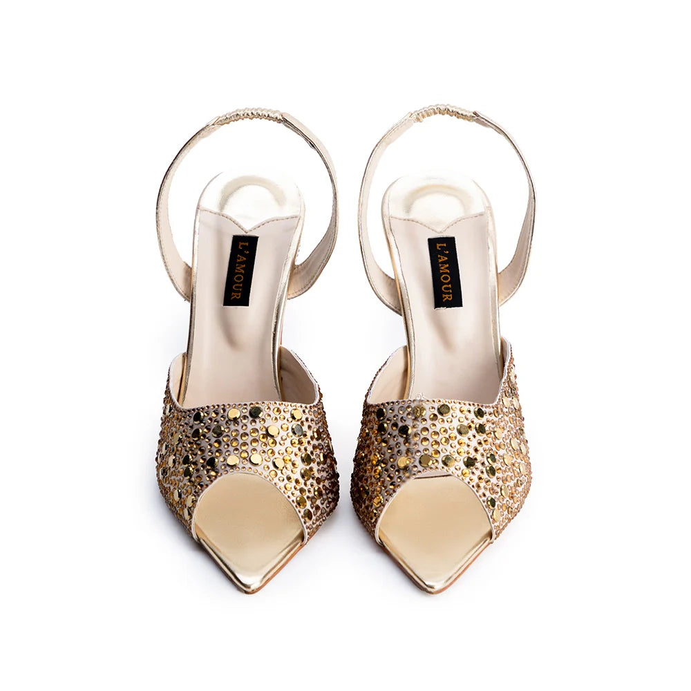 Aura - Gold Heels | L'AMOUR | FOOTWEAR