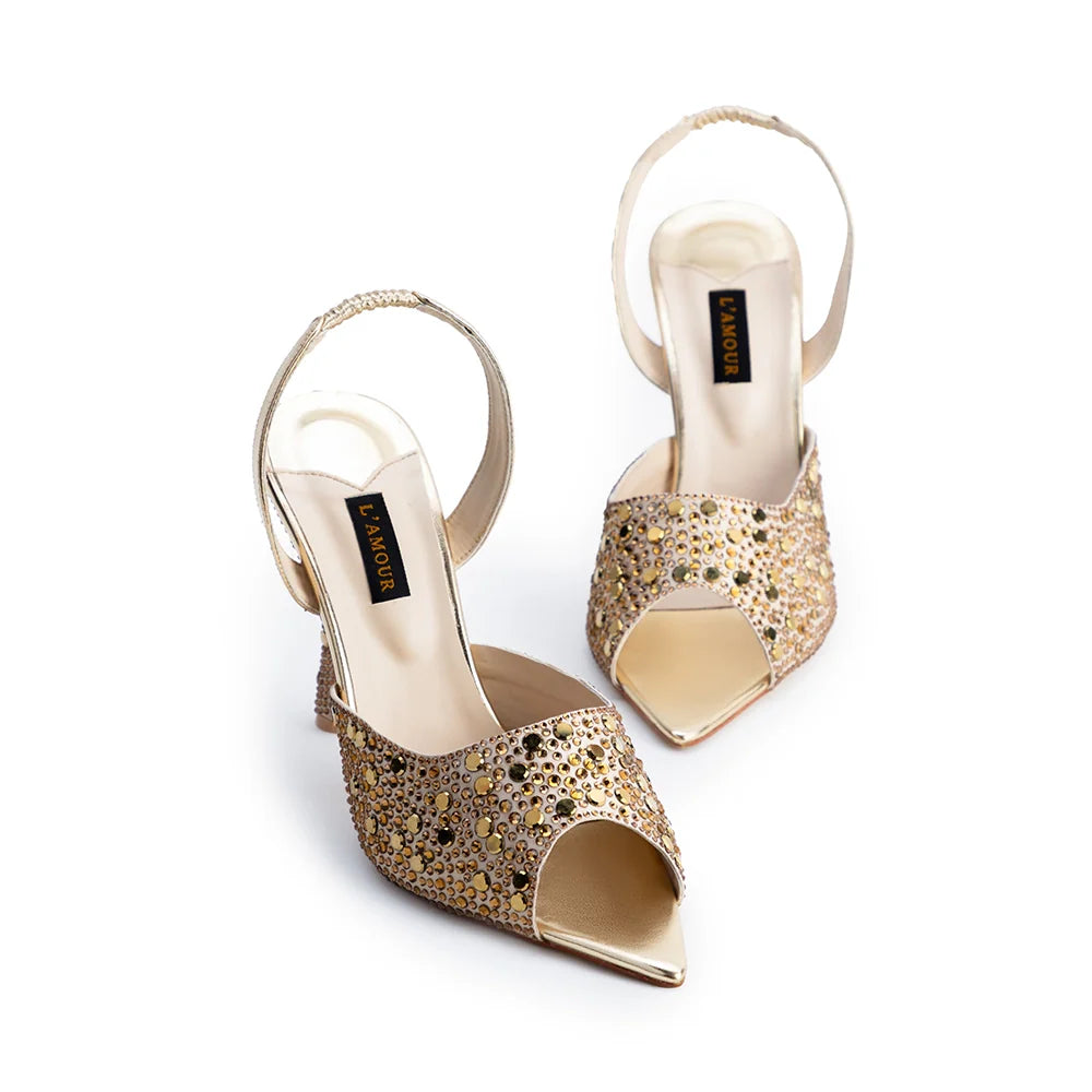Aura - Gold Heels | L'AMOUR | FOOTWEAR