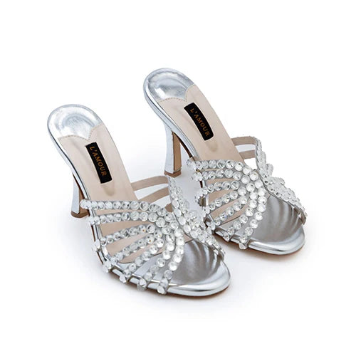 Zeenia Peeptoes Heels - Silver | ODE TO CLASSICS - DROP IV | L'AMOUR | FOOTWEAR