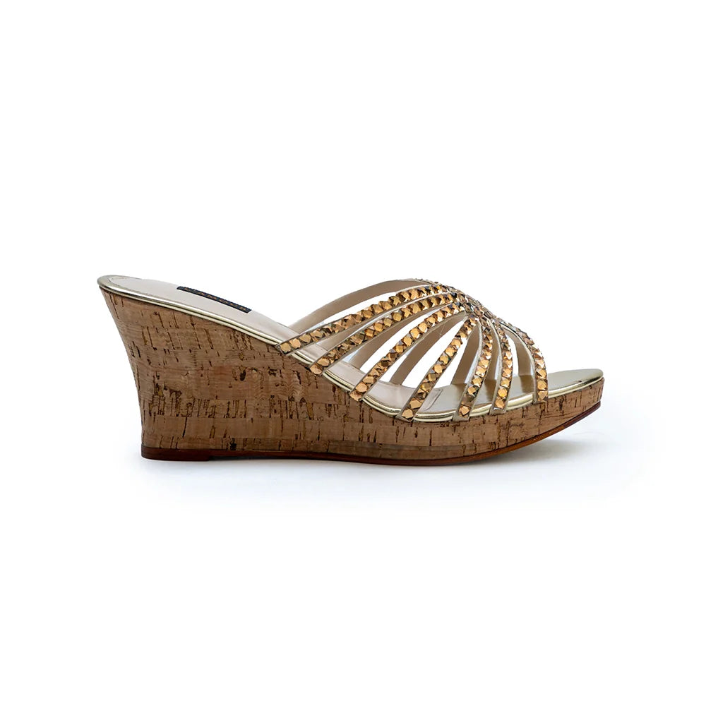 Magnafique Gold Wedges | L'AMOUR | FOOTWEAR
