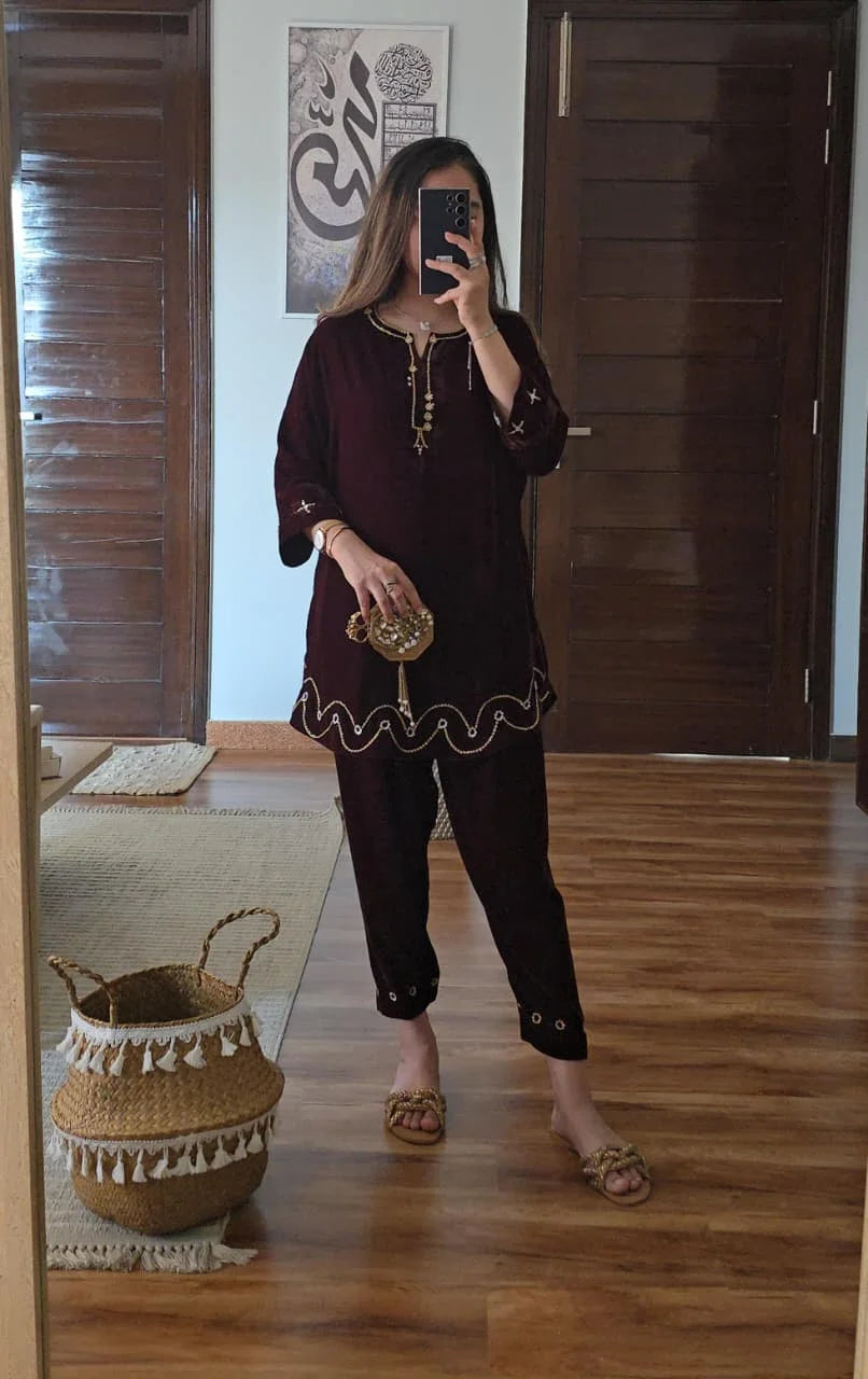 MOCHA BROWN SET | NIMRAH HAFSA