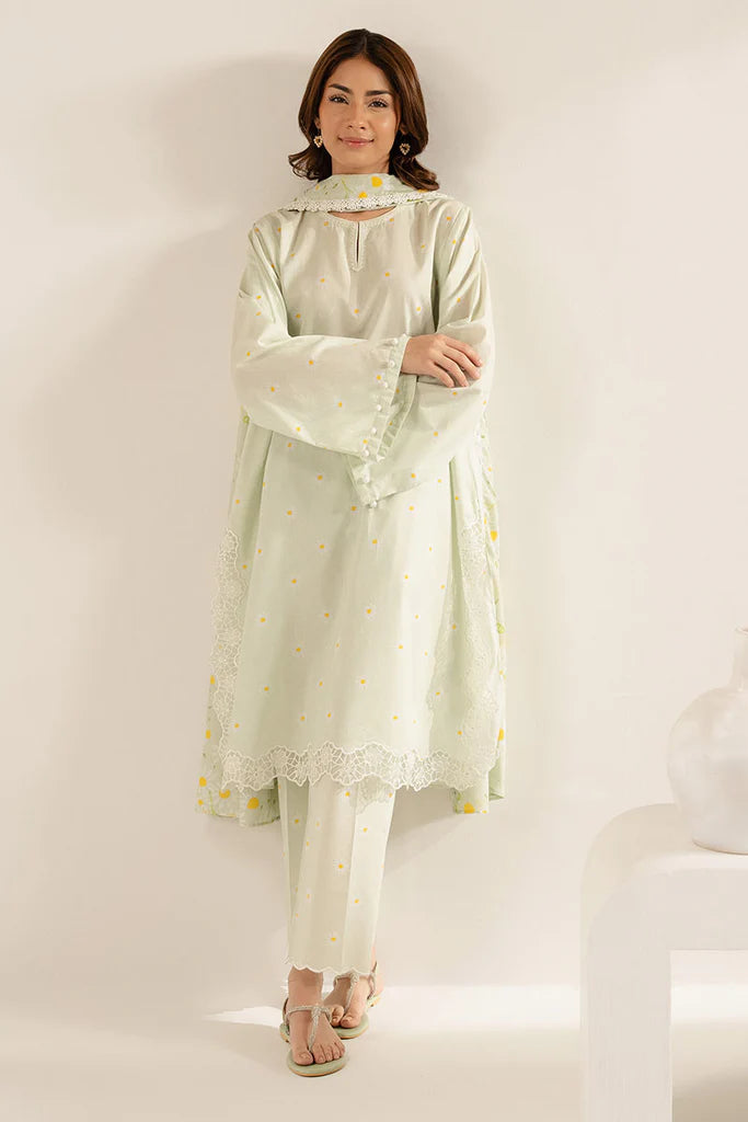 PASTEL FLORET-3PC (SHIRT, TROUSER & DUPATTA) | Cross Stitch(RTS)