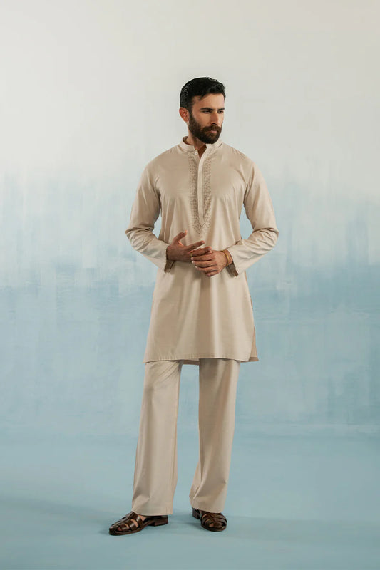 'Brown' Embroidered Kurta Pajama | REPUBLIC MENSWEAR