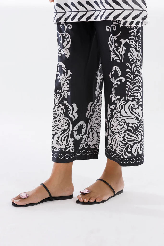 SC26BSP588P2T | Spring Summer '26 - Stitched Printed Slub Shirt+ Culotte | SANA SAFINAZ (RTS)