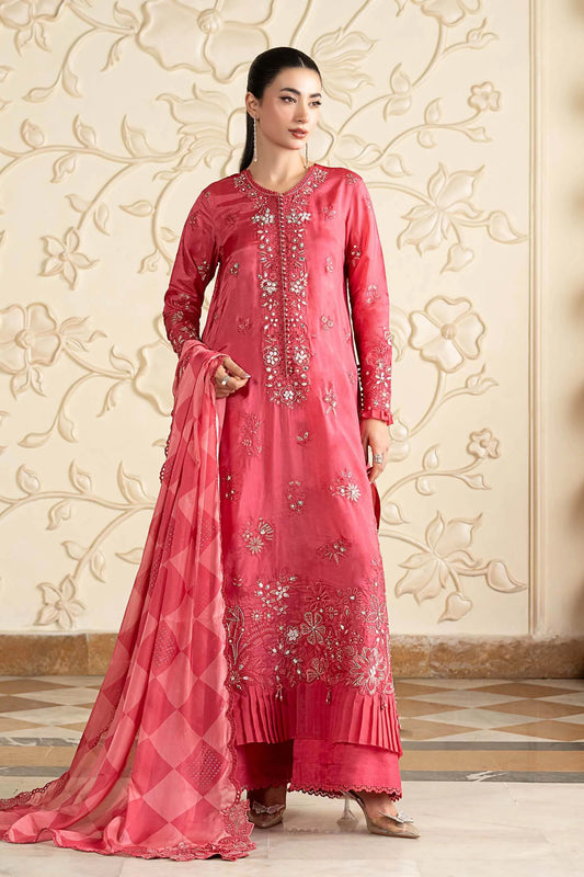 SF-EA26-12 | 3 Piece Embroidered Tissue Silk Suit | MARIA.B
