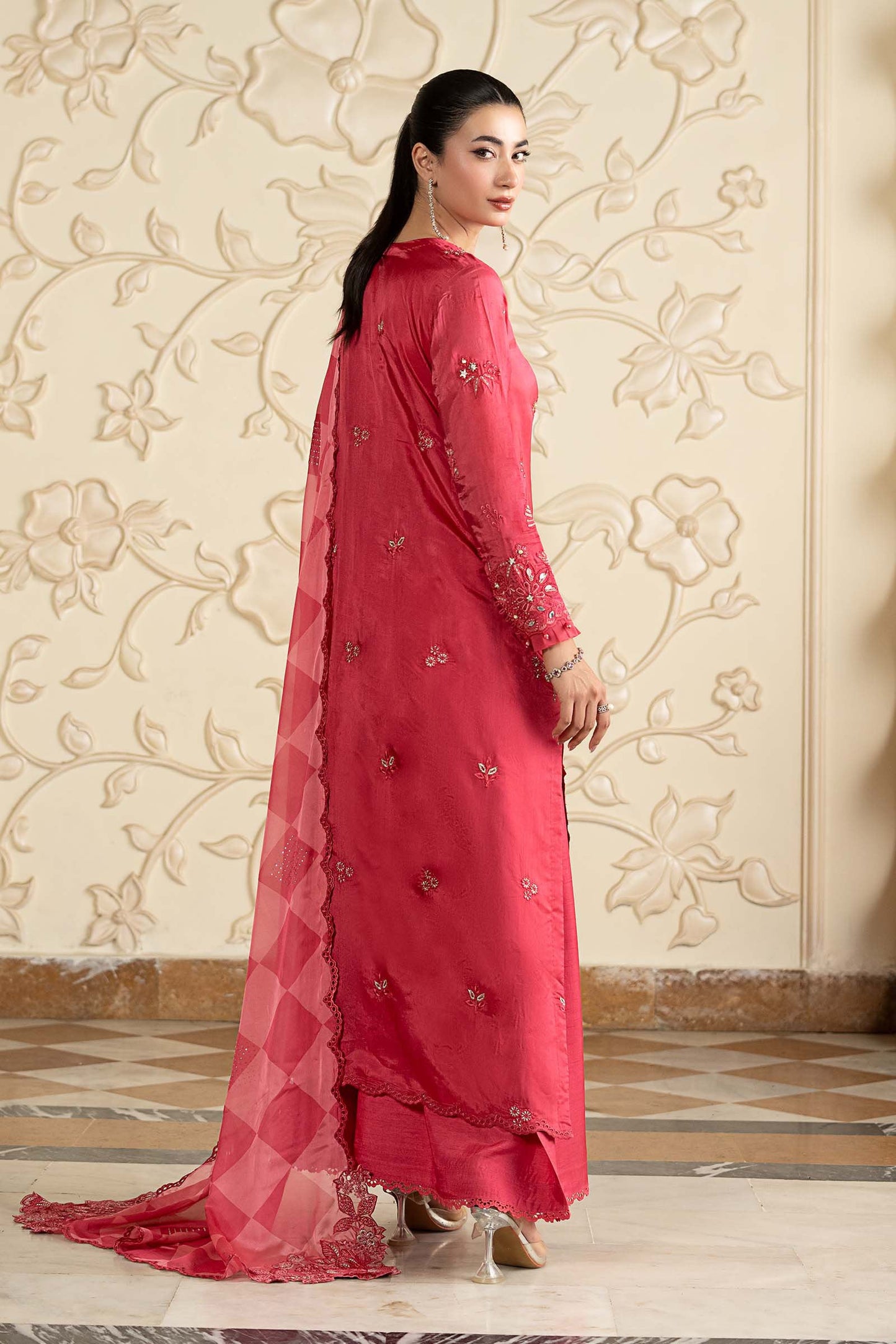 SF-EA26-12 | 3 Piece Embroidered Tissue Silk Suit | MARIA.B