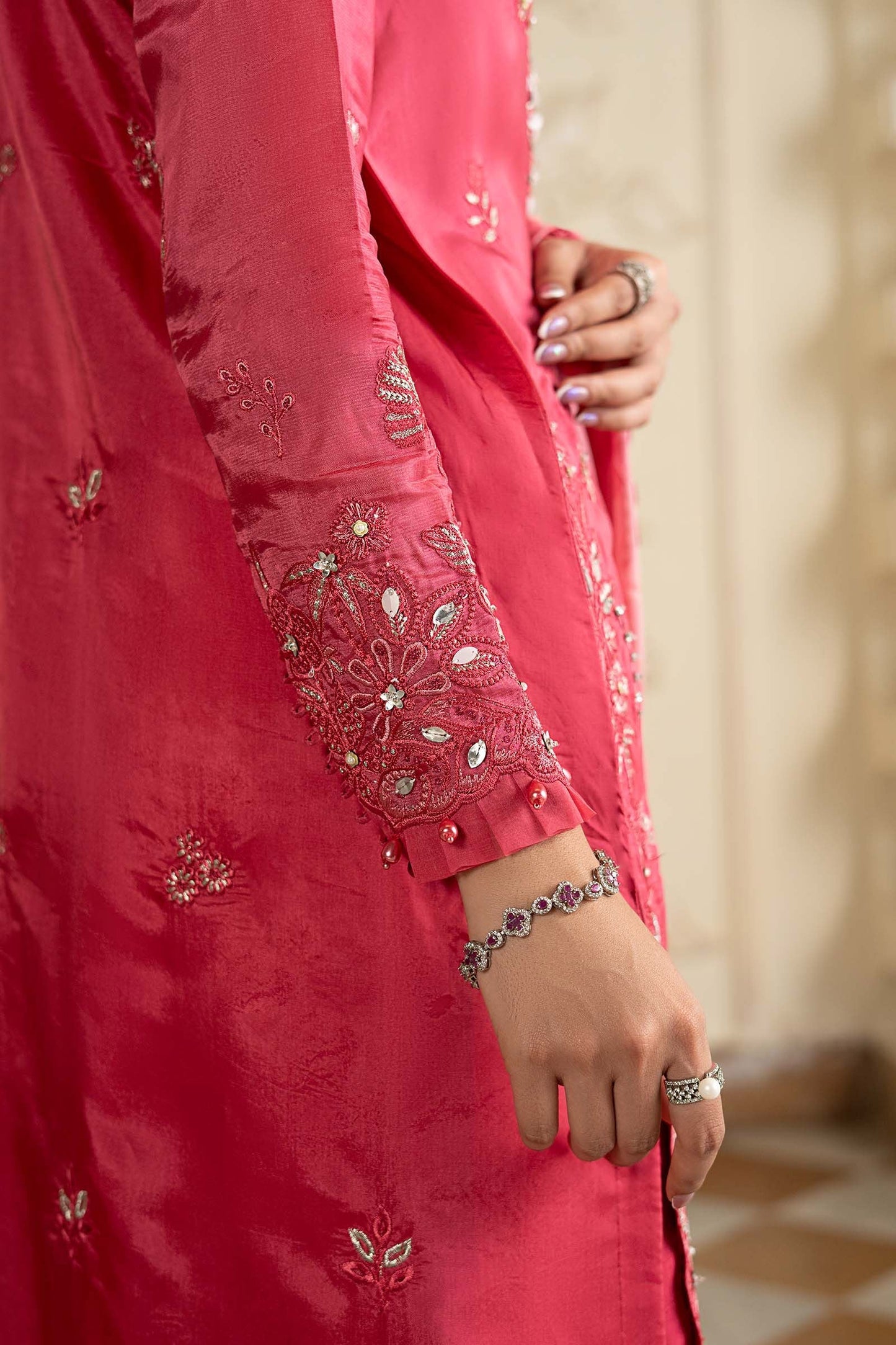 SF-EA26-12 | 3 Piece Embroidered Tissue Silk Suit | MARIA.B