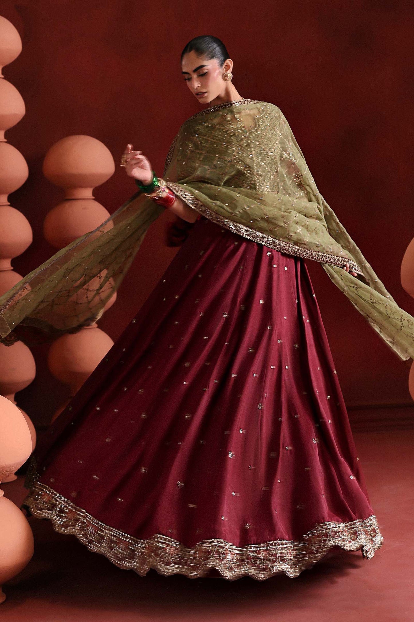 SF-EA26-27 | 3 Piece Embroidered Raw Silk Suit | MARIA.B
