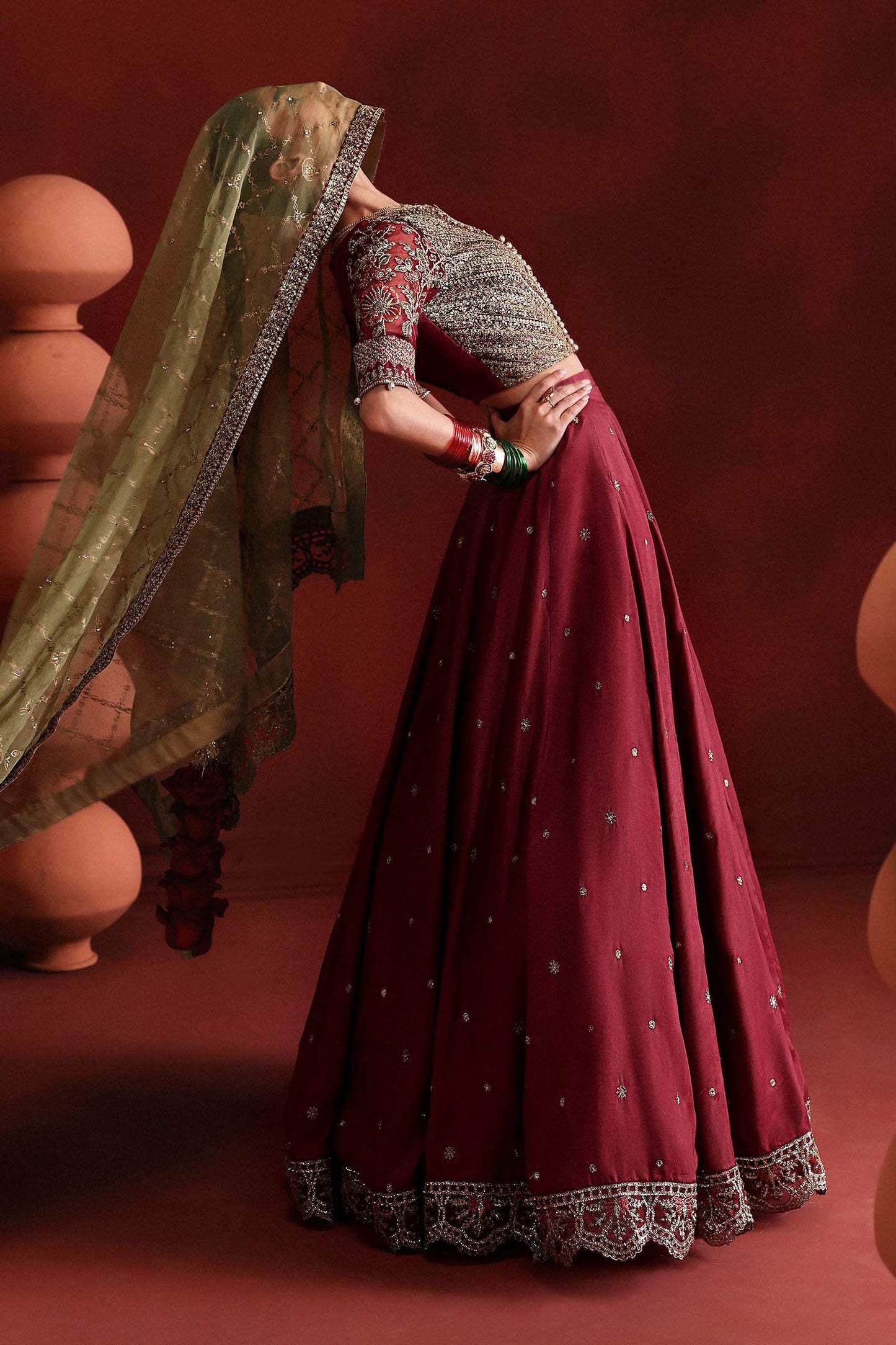 SF-EA26-27 | 3 Piece Embroidered Raw Silk Suit | MARIA.B