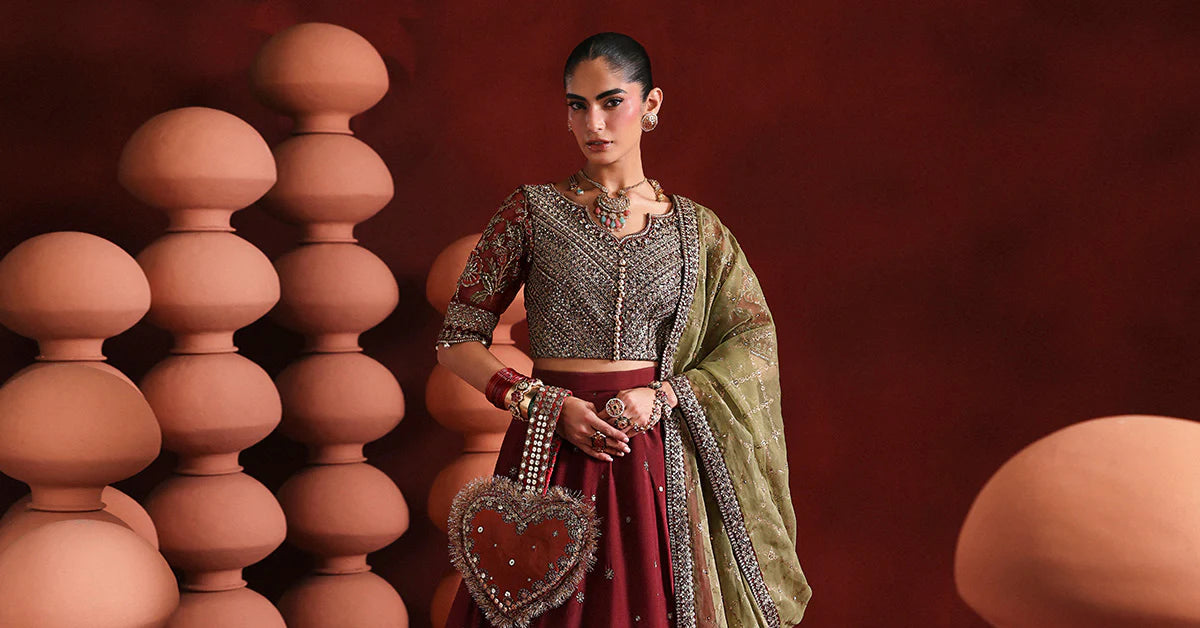 SF-EA26-27 | 3 Piece Embroidered Raw Silk Suit | MARIA.B