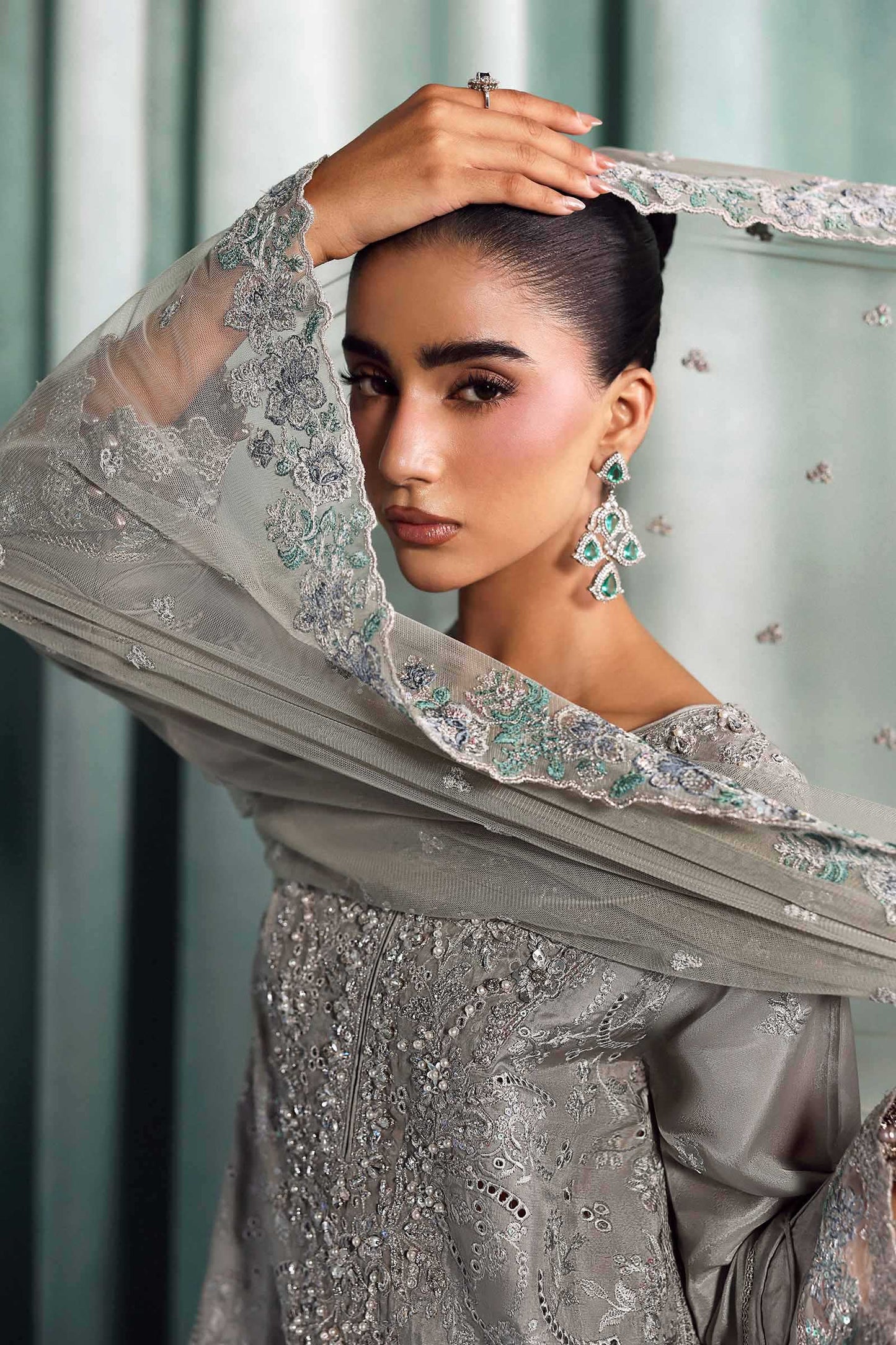 SF-EA26-37 | 3 Piece Embroidered Tissue Silk Suit | MARIA.B