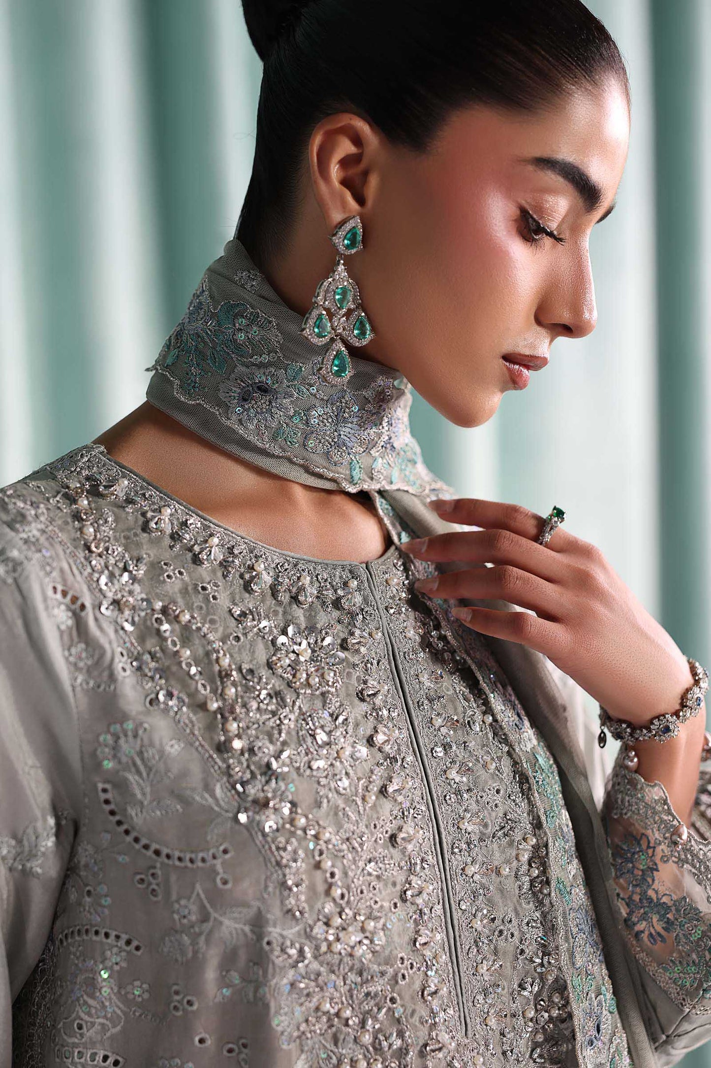 SF-EA26-37 | 3 Piece Embroidered Tissue Silk Suit | MARIA.B