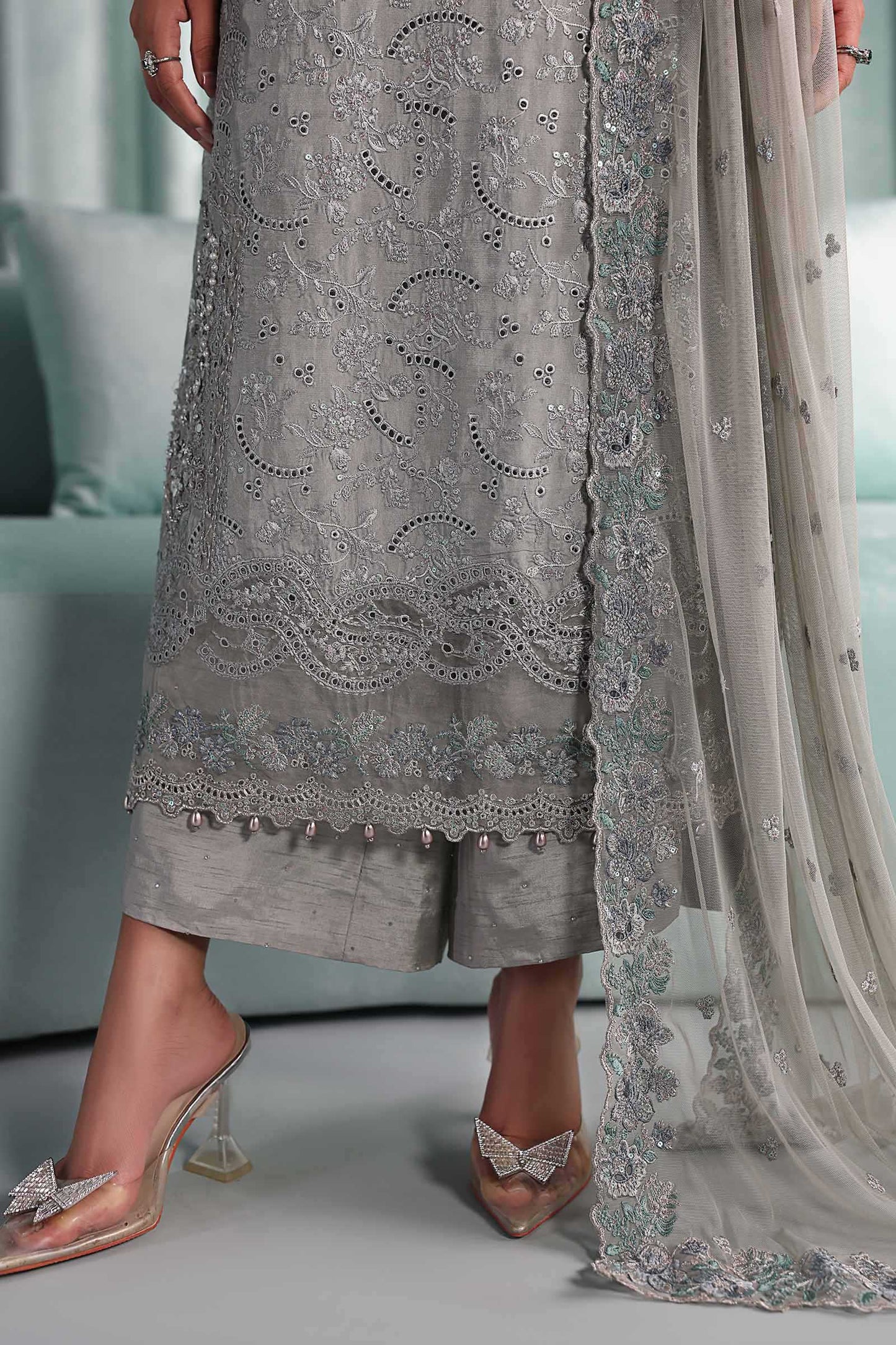 SF-EA26-37 | 3 Piece Embroidered Tissue Silk Suit | MARIA.B