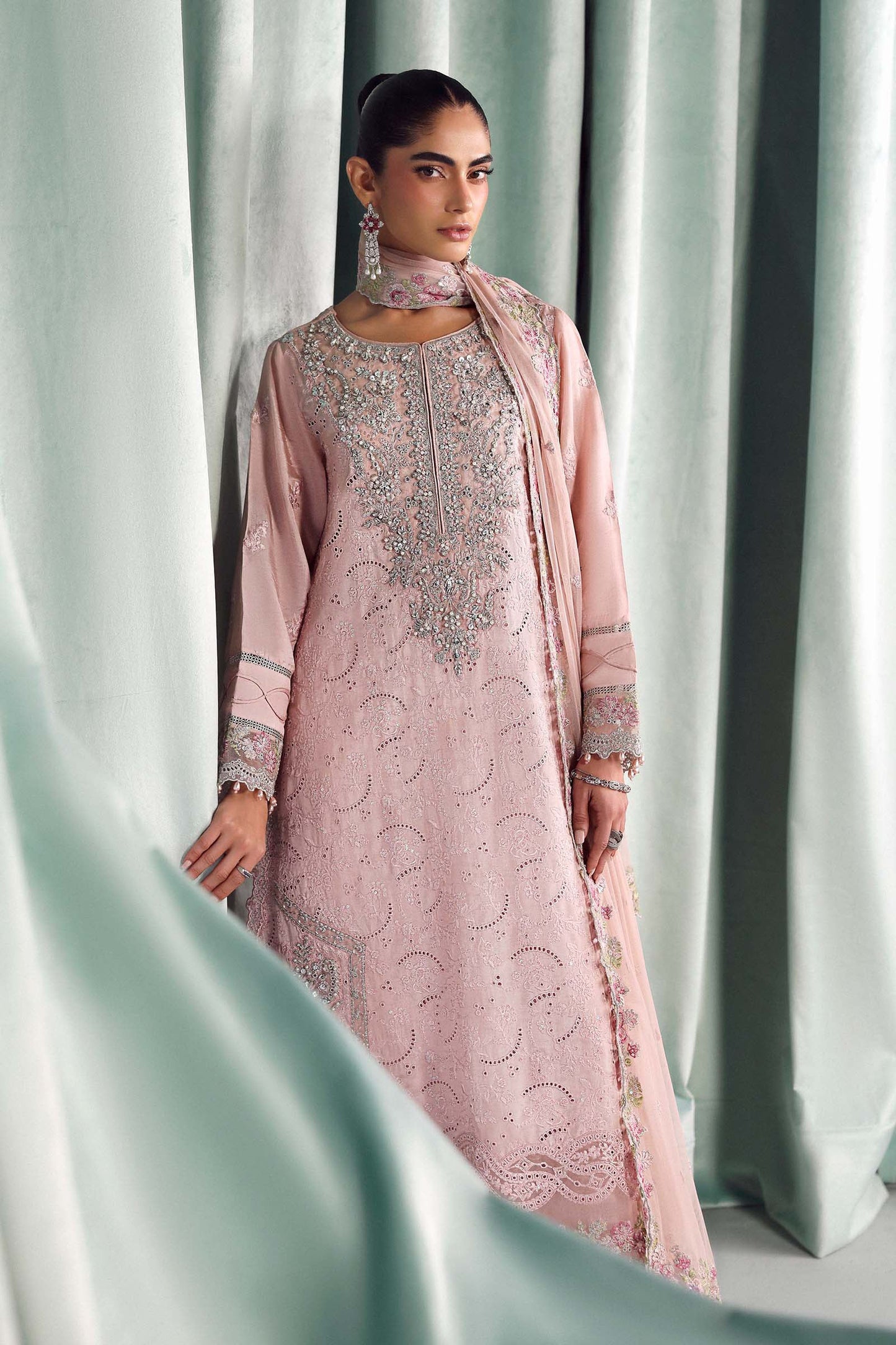 SF-EA26-37 | 3 Piece Embroidered Tissue Silk Suit | MARIA.B