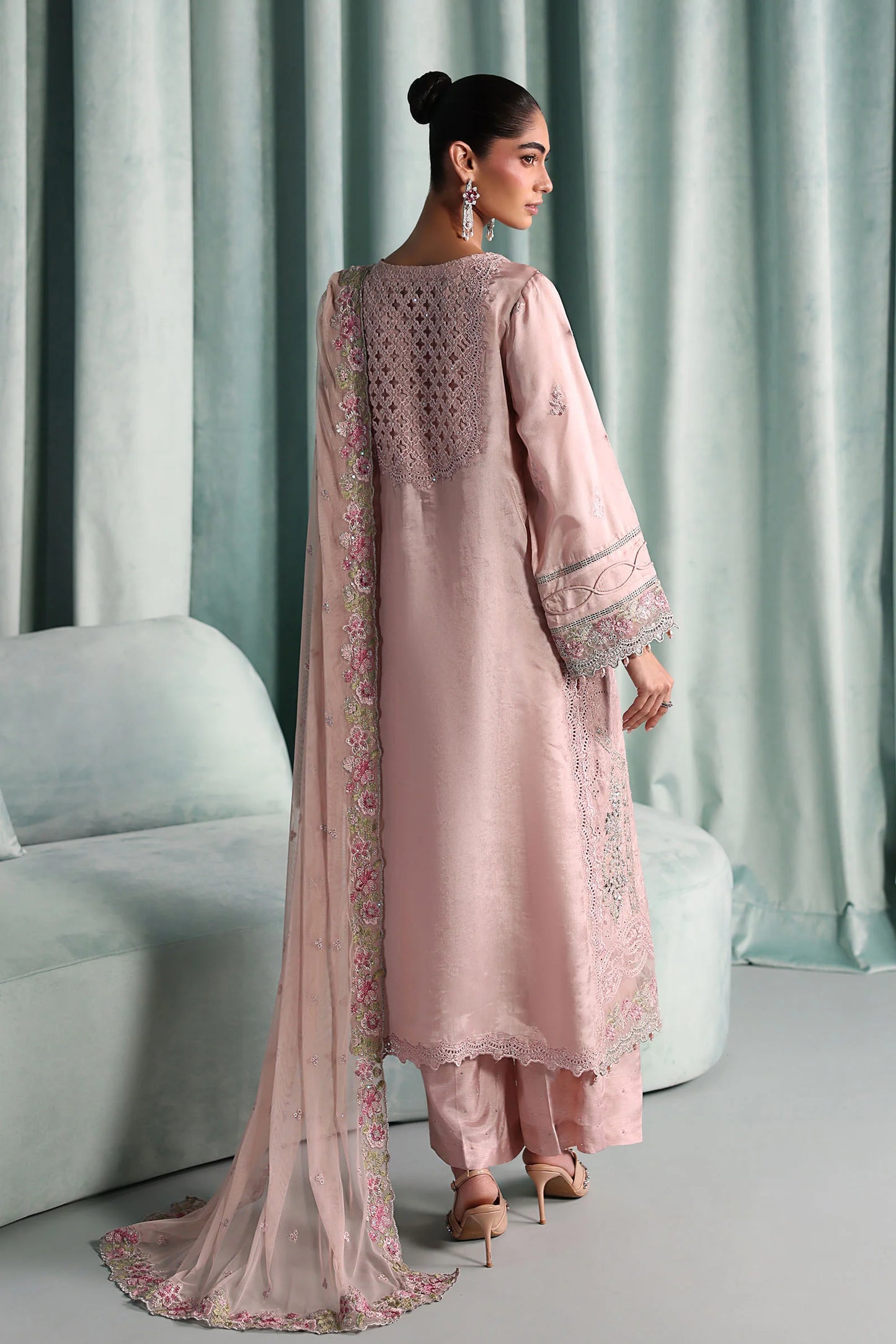 SF-EA26-37 | 3 Piece Embroidered Tissue Silk Suit | MARIA.B