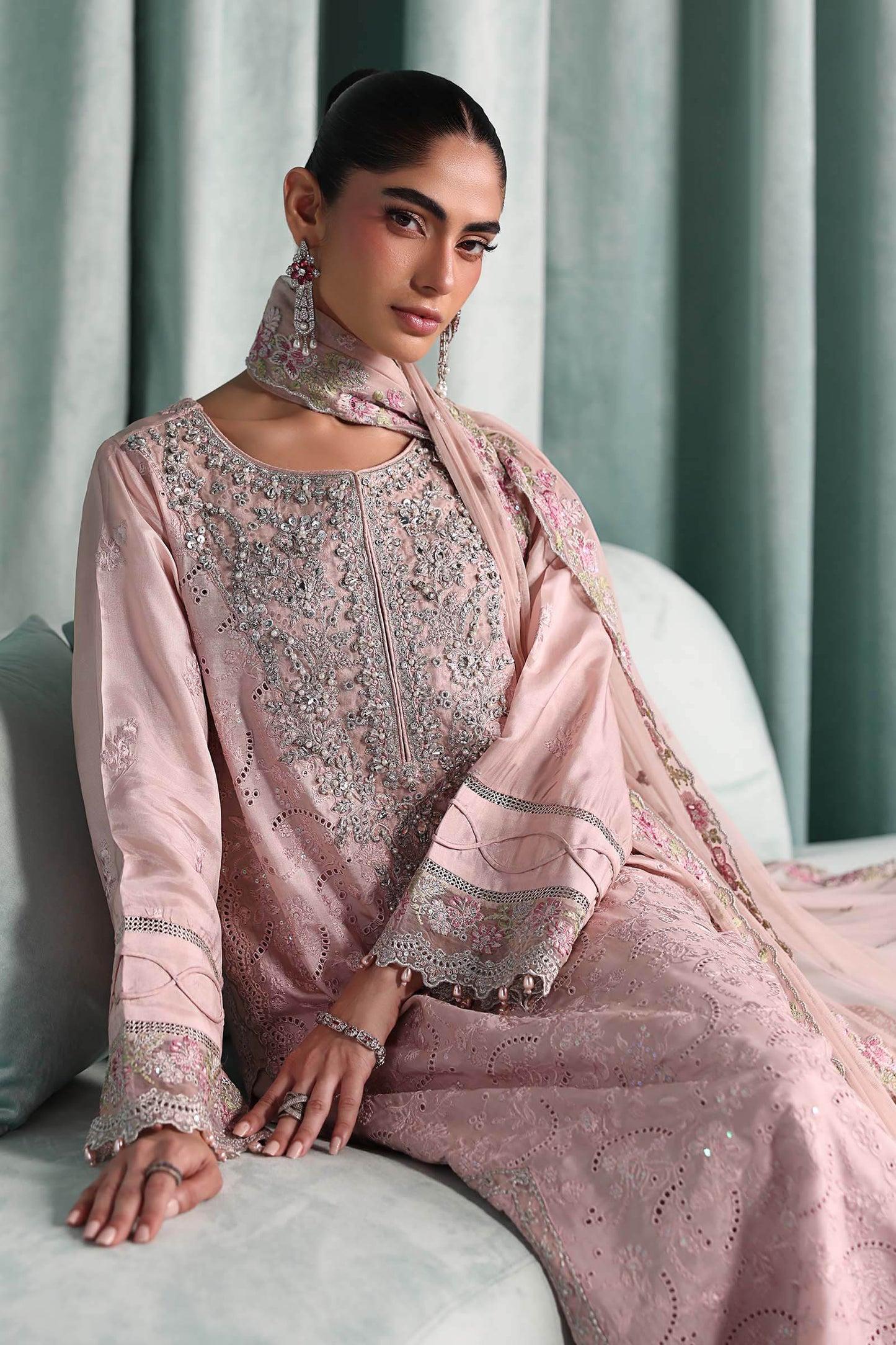 SF-EA26-37 | 3 Piece Embroidered Tissue Silk Suit | MARIA.B