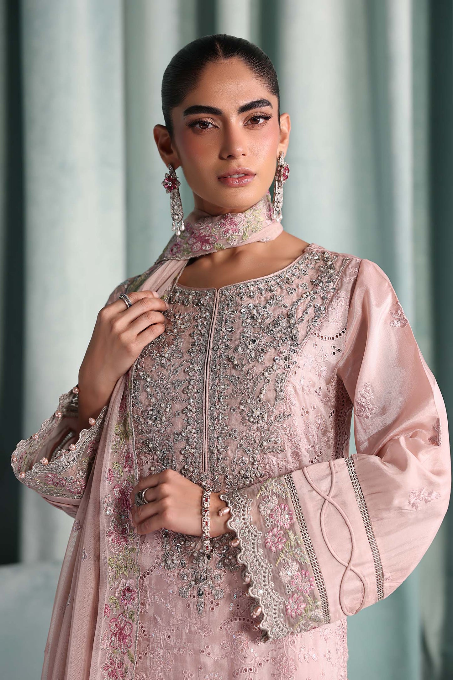 SF-EA26-37 | 3 Piece Embroidered Tissue Silk Suit | MARIA.B