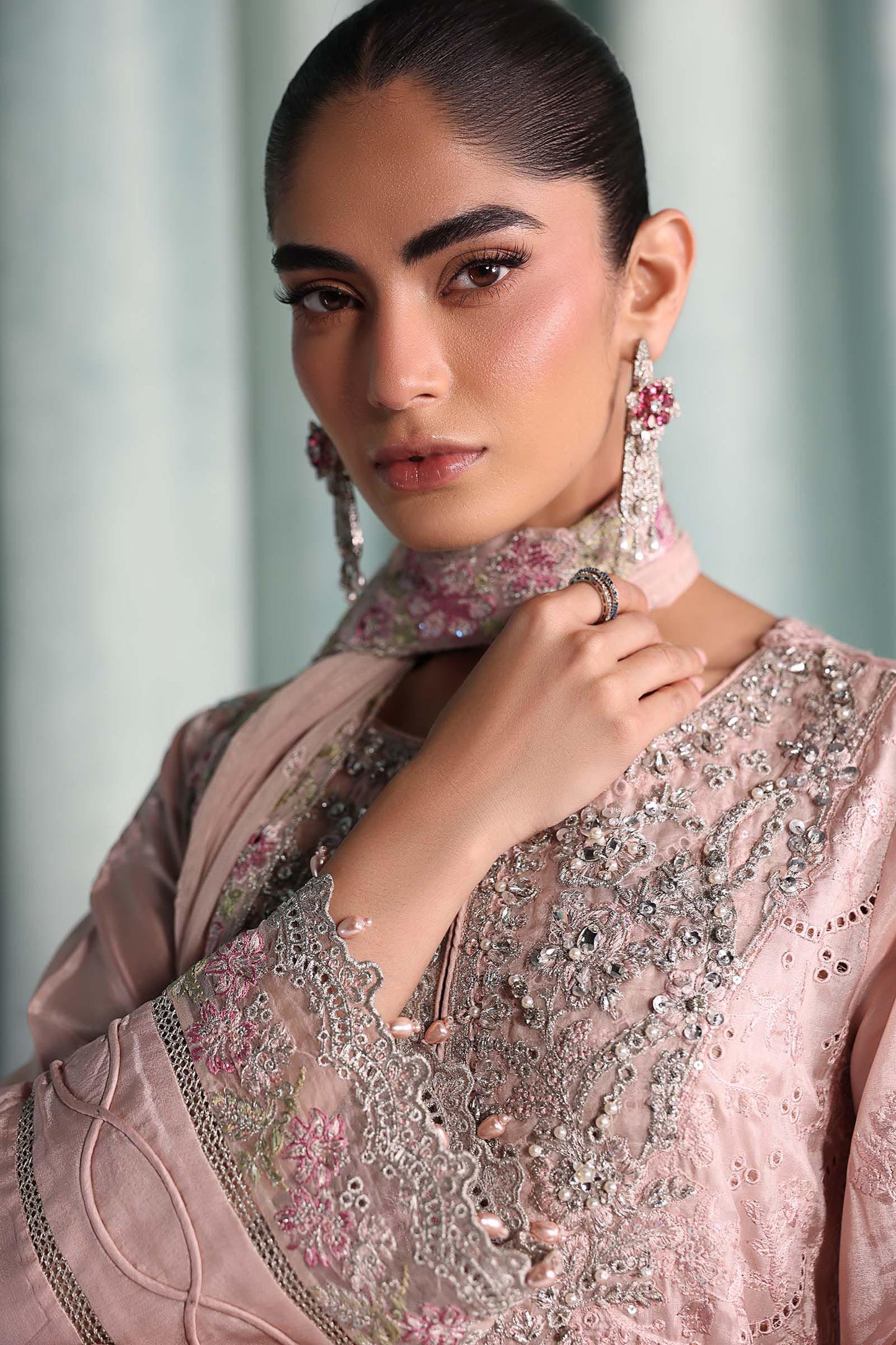 SF-EA26-37 | 3 Piece Embroidered Tissue Silk Suit | MARIA.B