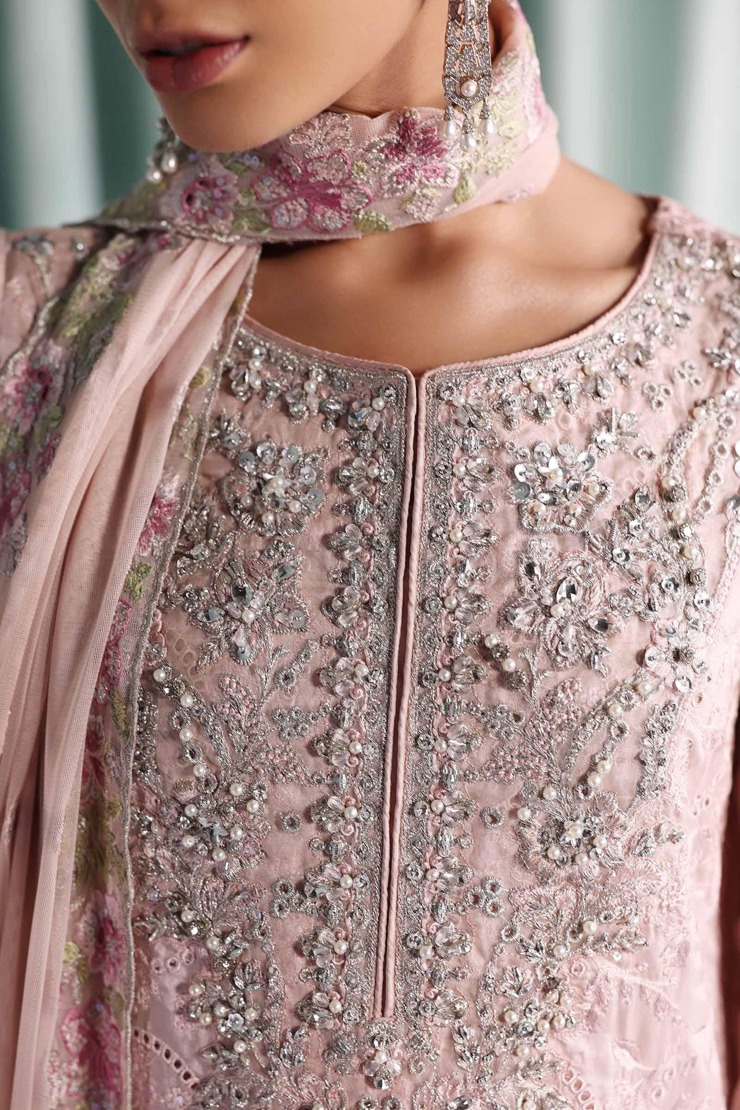 SF-EA26-37 | 3 Piece Embroidered Tissue Silk Suit | MARIA.B