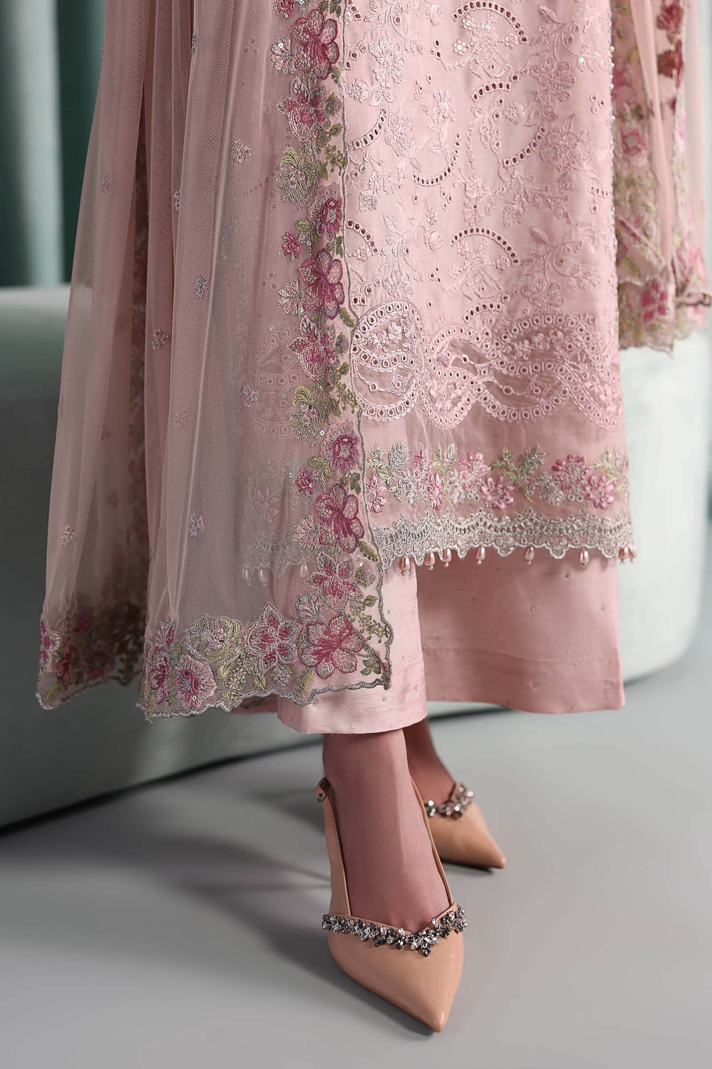 SF-EA26-37 | 3 Piece Embroidered Tissue Silk Suit | MARIA.B