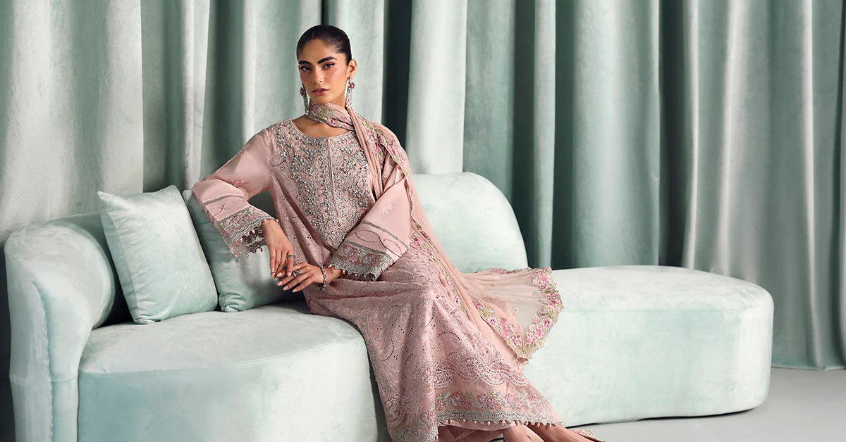SF-EA26-37 | 3 Piece Embroidered Tissue Silk Suit | MARIA.B
