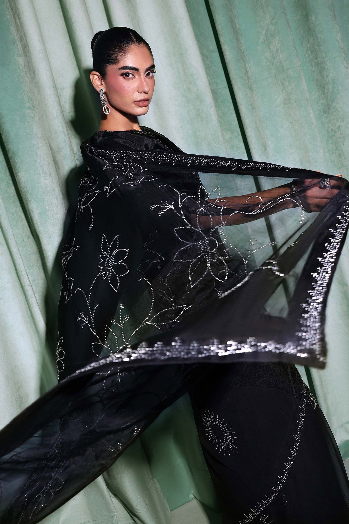 SF-PF26-02 | Embellished Chiffon Saree | MARIA.B