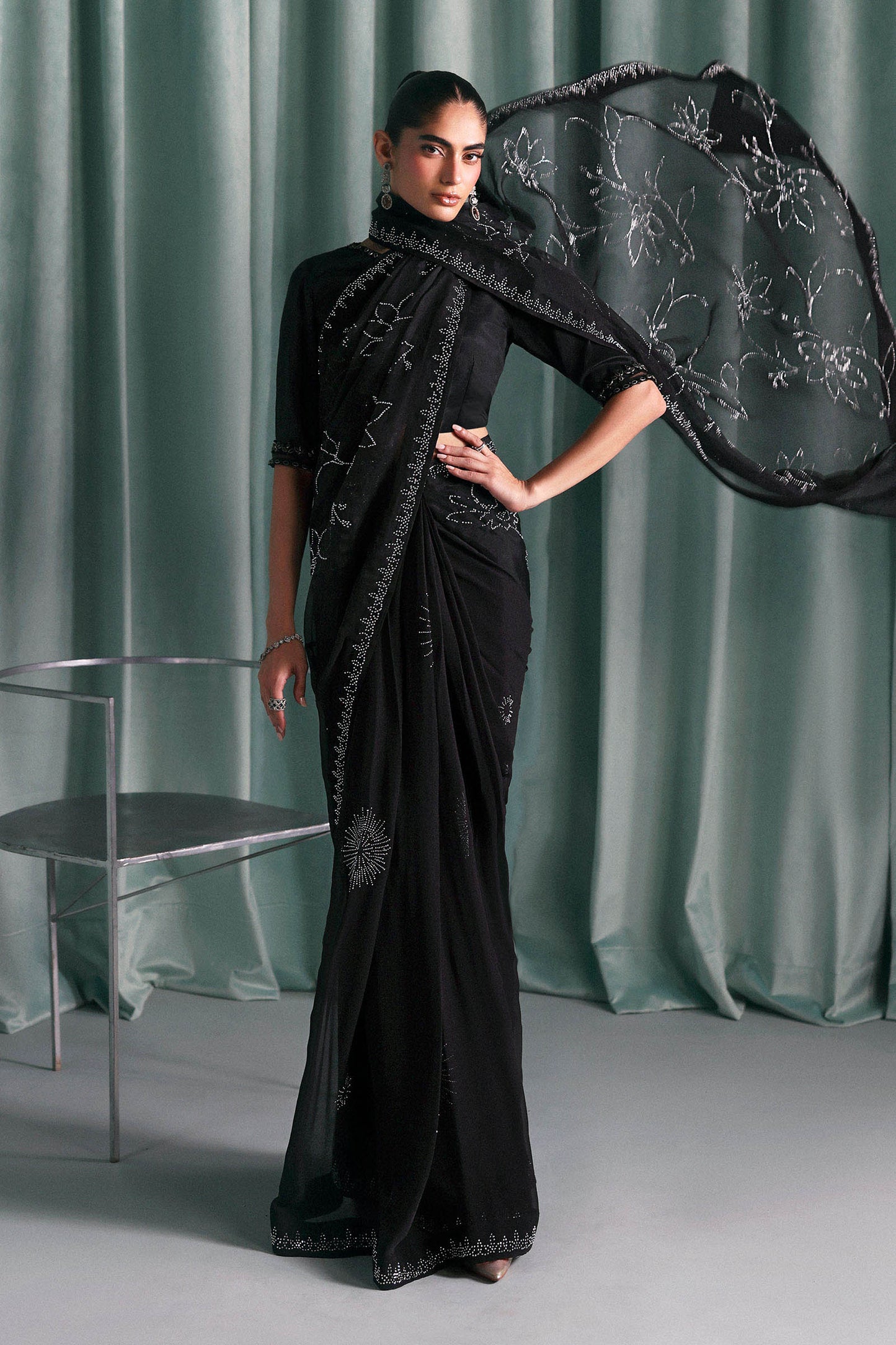 SF-PF26-02 | Embellished Chiffon Saree | MARIA.B