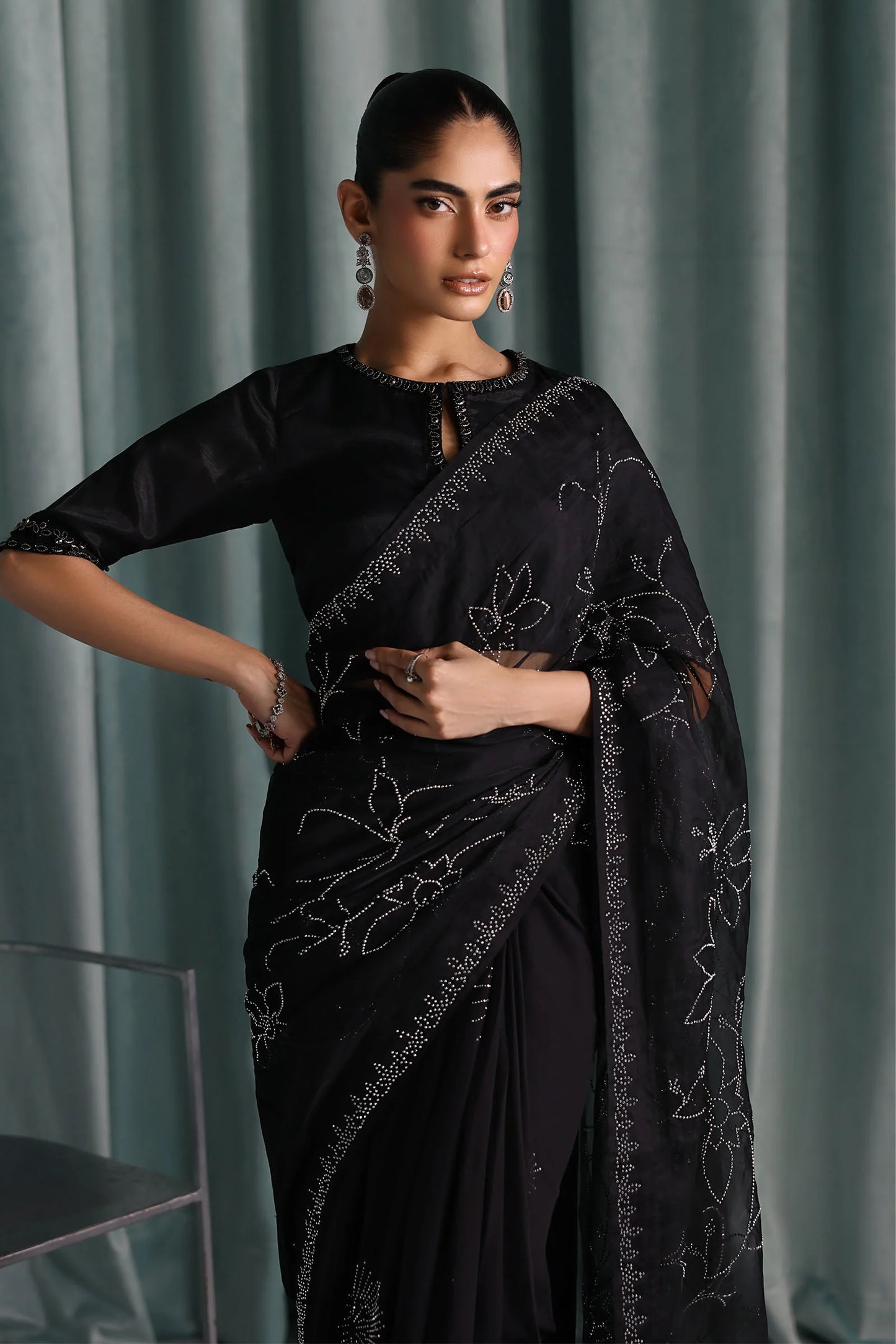 SF-PF26-02 | Embellished Chiffon Saree | MARIA.B